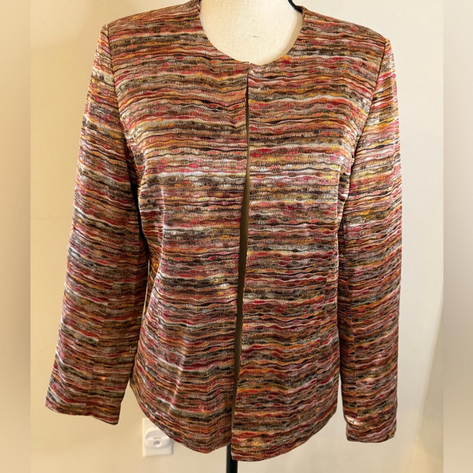 Bon Jovi Joni B. Collarless Blazer multicolor & pink lining SZ PL Size L / US 10 / IT 46 - 3 Thumbnail