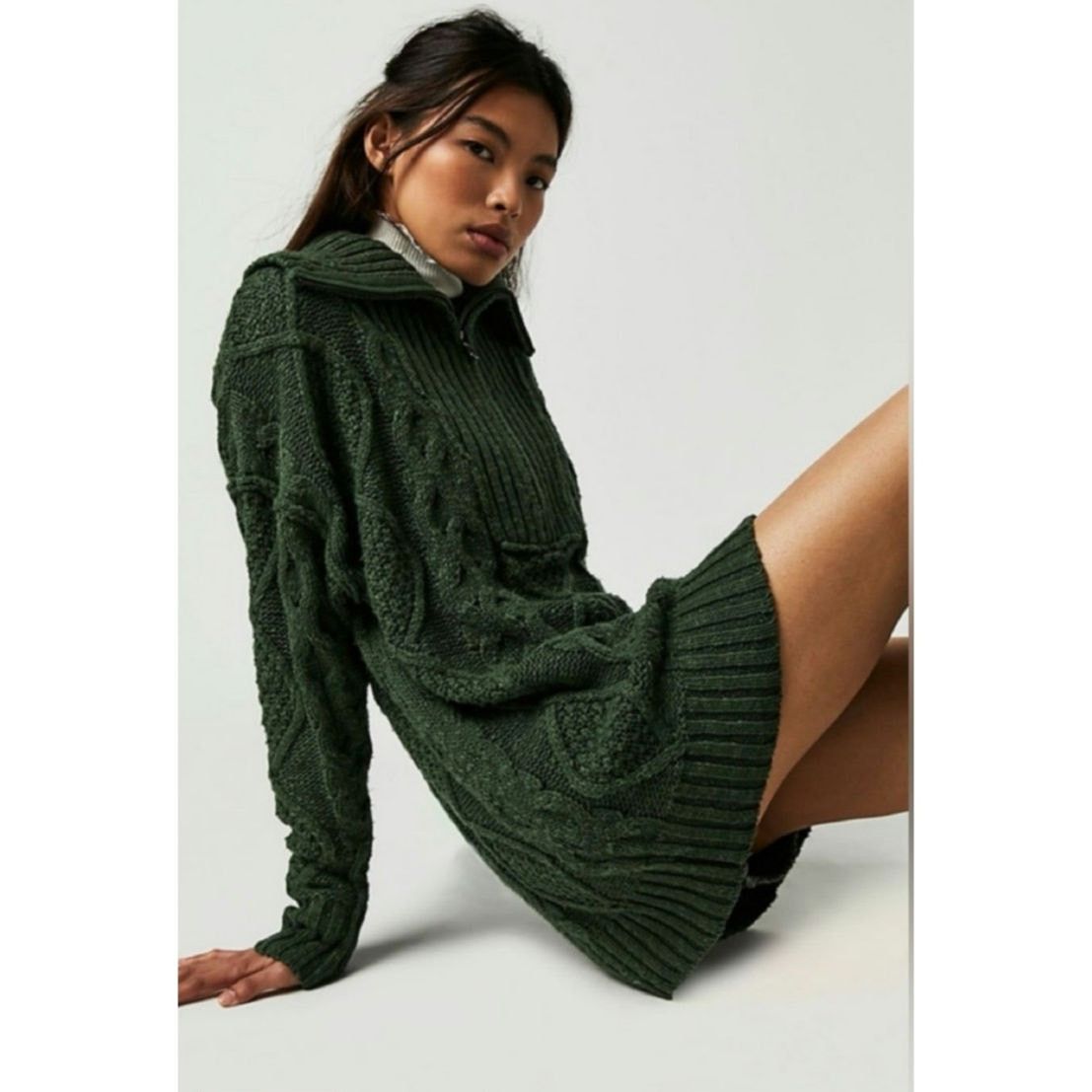 Free People New FREE PEOPLE Driftwood Cable Polo SWEATER $168 SMALL Size S / US 4 / IT 40 - 1 Thumbnail