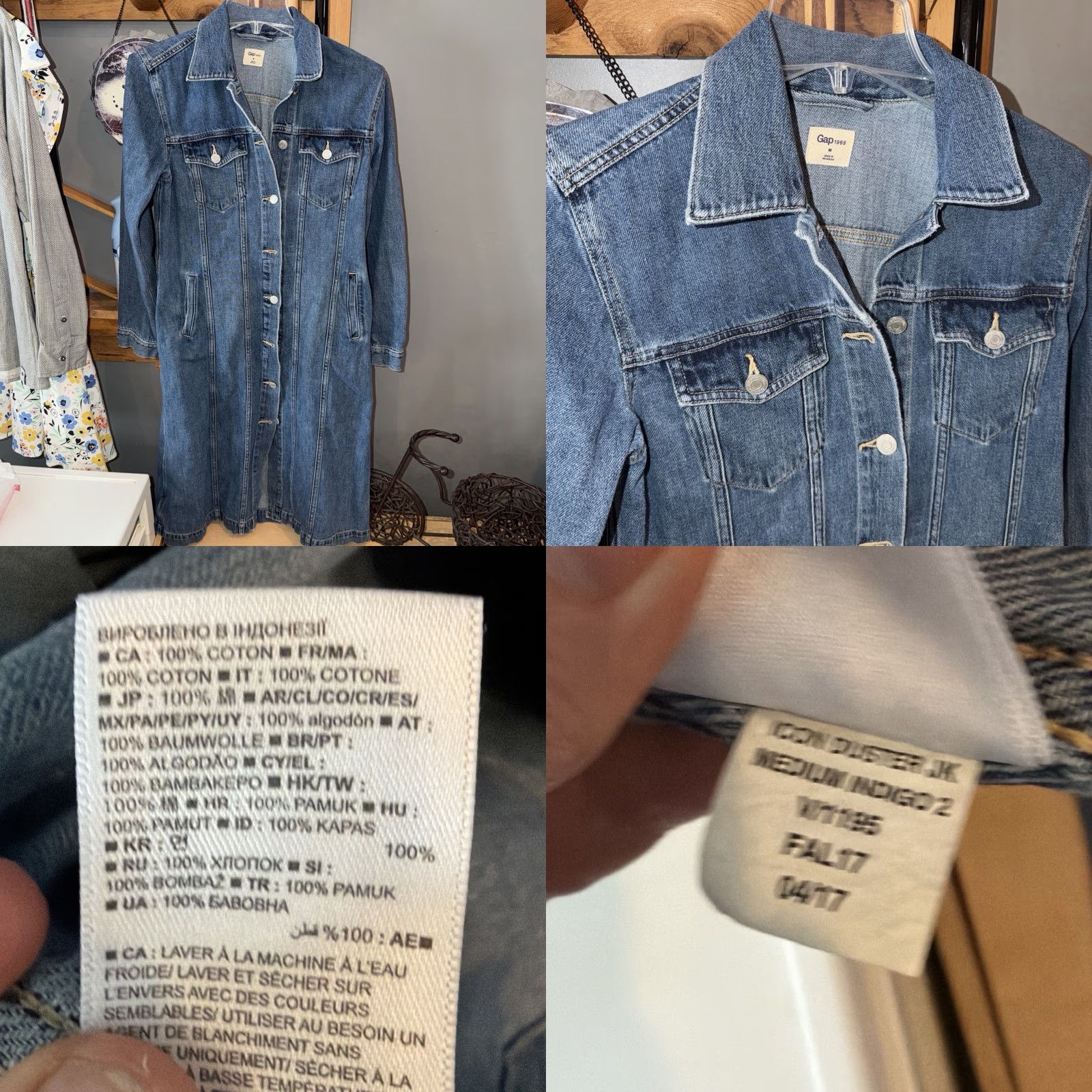 Gap VINTAGE Gap 1969 BLUE DENIM Shirt DRESS long sleeved button front Collar Flap Pockets M Size M / US 6-8 / IT 42-44 - 8 Thumbnail