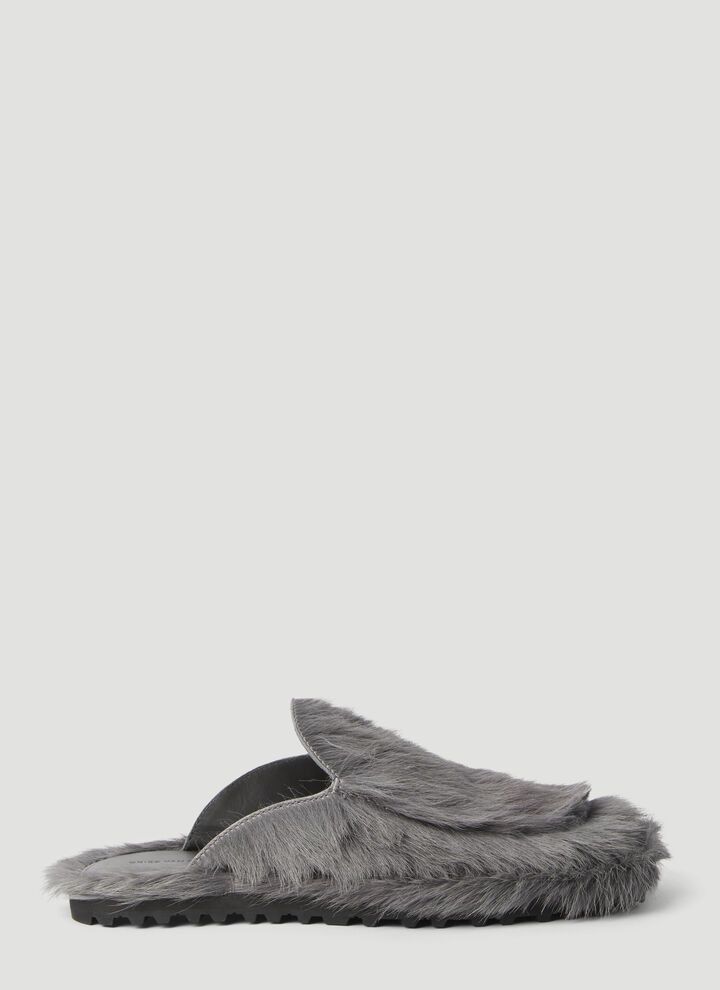 Dries Van Noten o1mle0226 Fur Slides in Gray Size US 7 / EU 40 - 1 Thumbnail