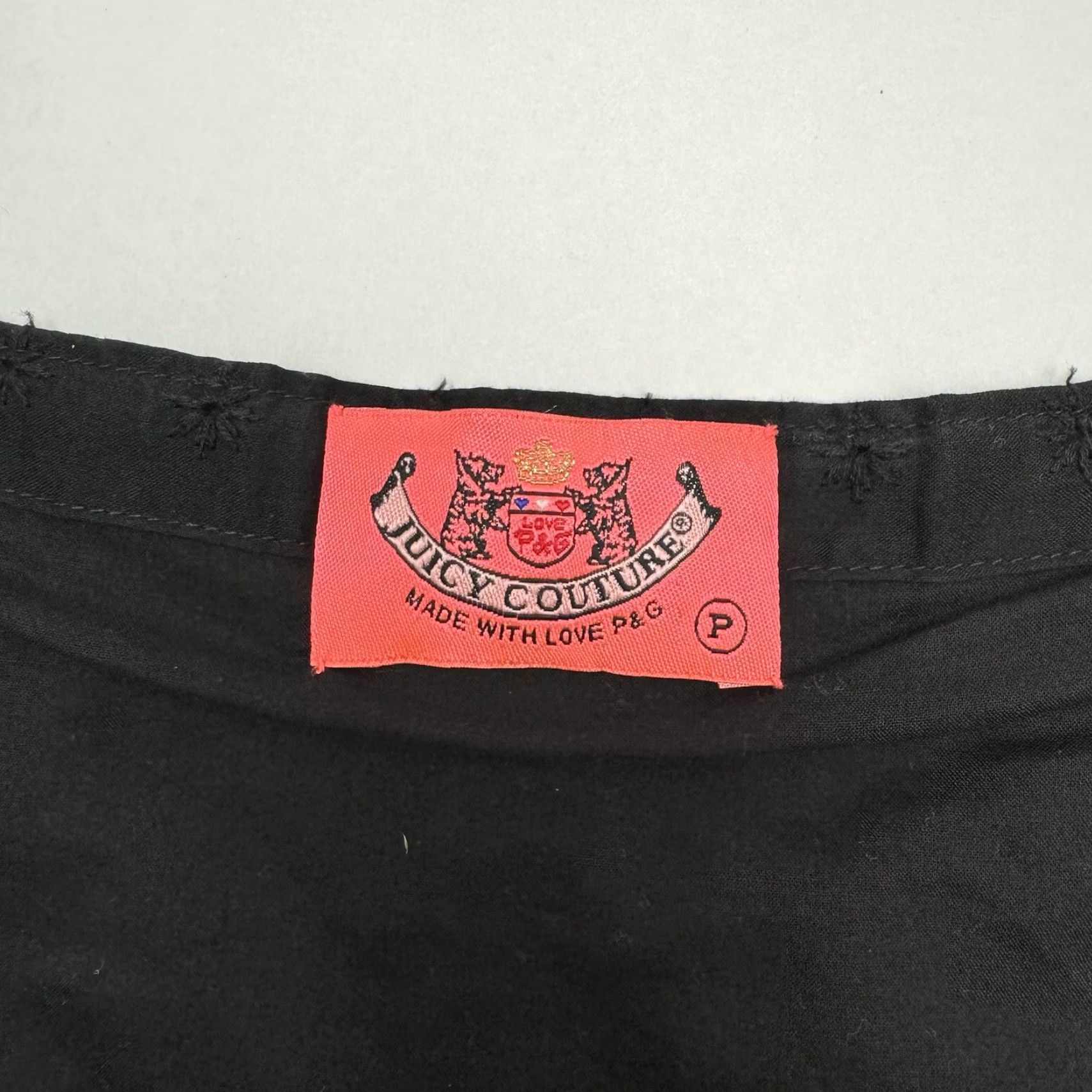 Juicy Couture Juicy Couture Skirt Womens Short Lace Cotton Drawstring Black Med/Large Retro Y2K Mini Start supporting searchability Size 32" / US 10 / IT 46 - 2 Thumbnail