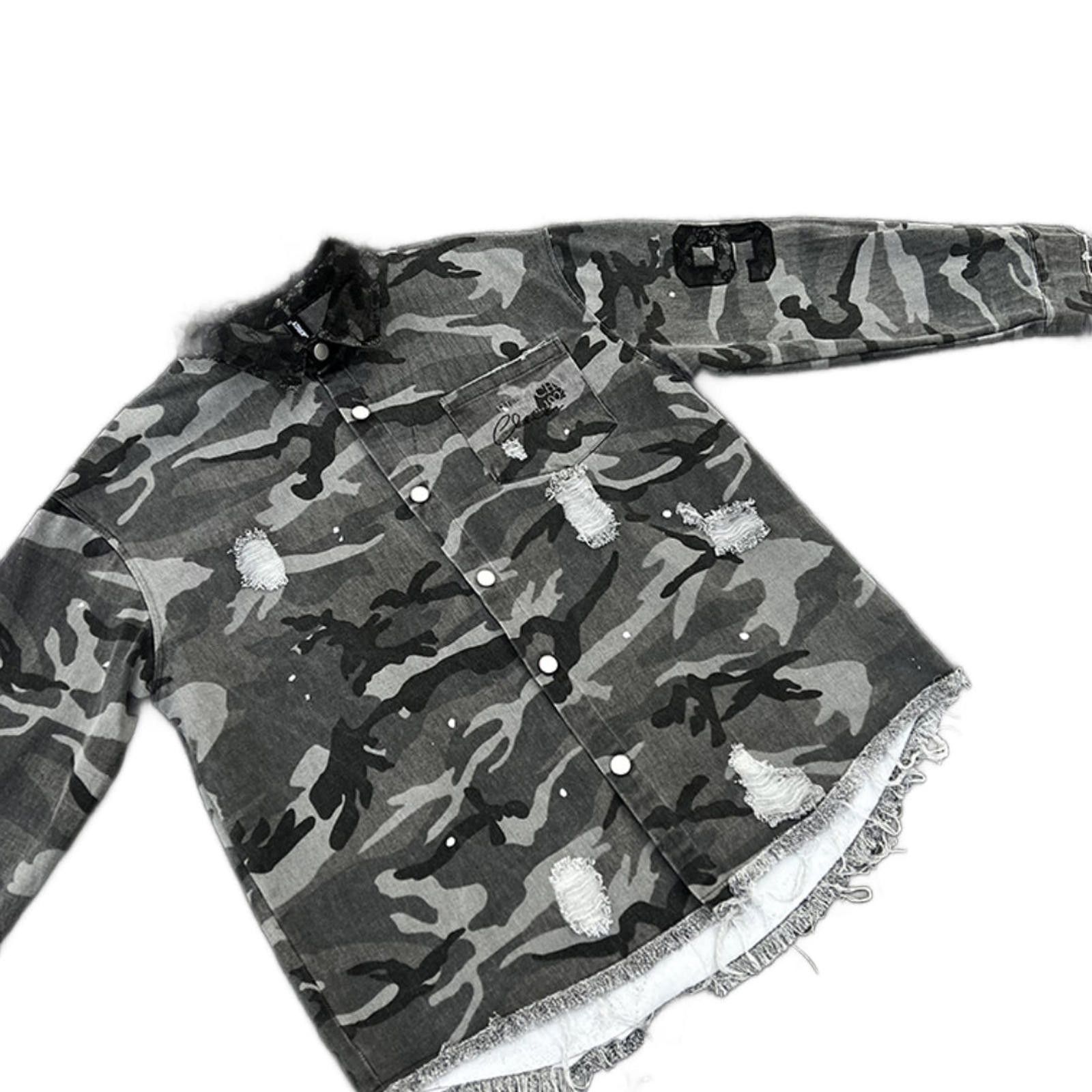 Other Camo Denim Shirt with Distressed Details Size US M / EU 48-50 / 2 - 3 Thumbnail