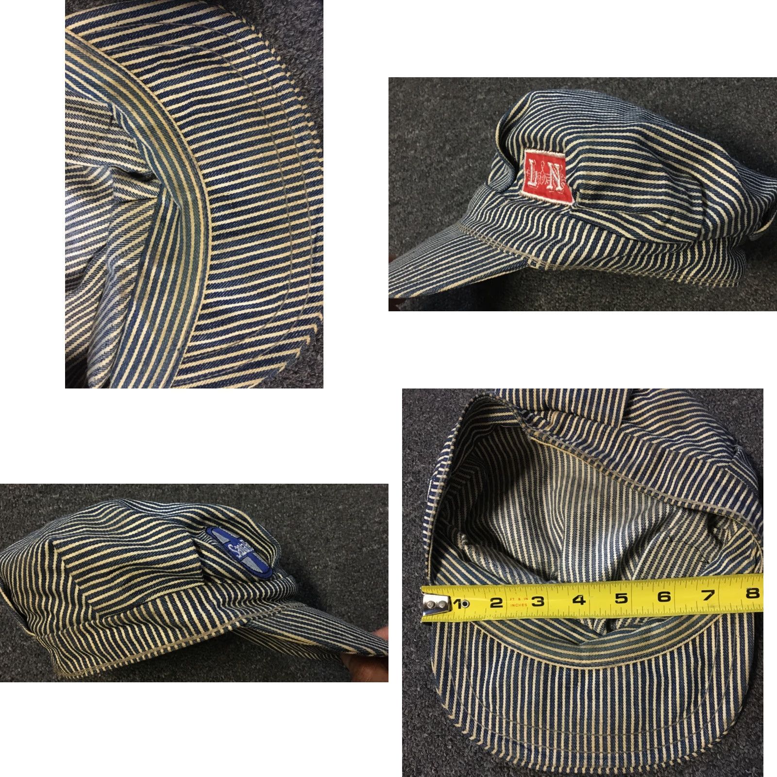 Vintage VINTAGE Santa Fe Railroad L&N Train Conductor Hat USA Engineer 50s 60s Grunge Punk Hat Mens One Size Blue Striped USA 90s 80s Railroad Cap Size ONE SIZE - 8 Thumbnail