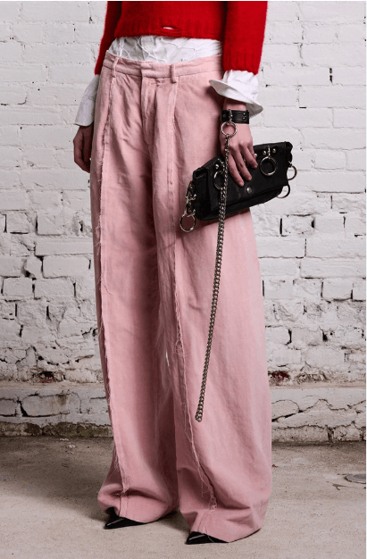 image of R13 Exposed Seam Trousers Pink Velvet R13Wr176-R302A in Velvet Pink, Women's (Size 26)
