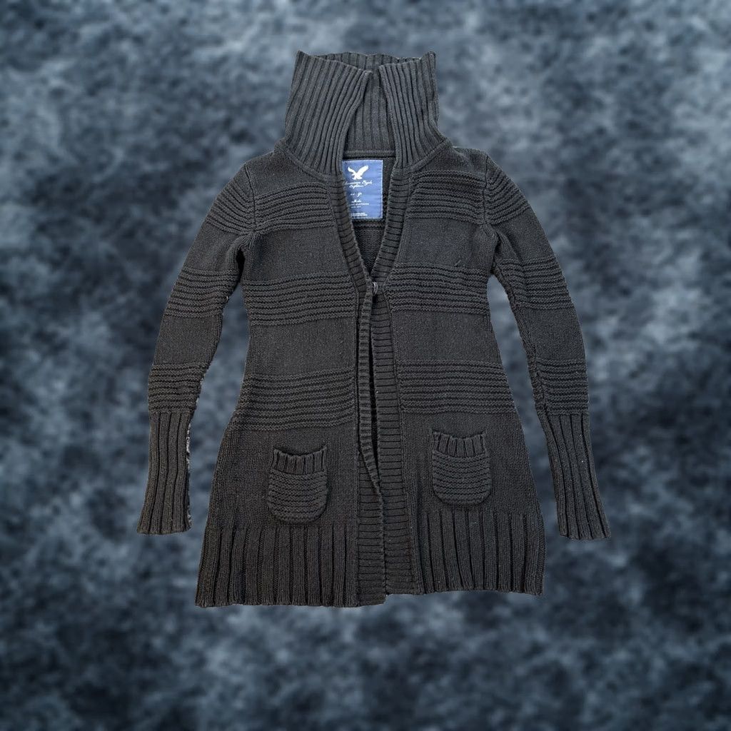 American Eagle Outfitters VINTAGE American Eagle Outfitters Cardigan Sweater Womens XS Black Chunk Knit BellaSwan Y2K Size XS / US 0-2 / IT 36-38 - 1 Thumbnail