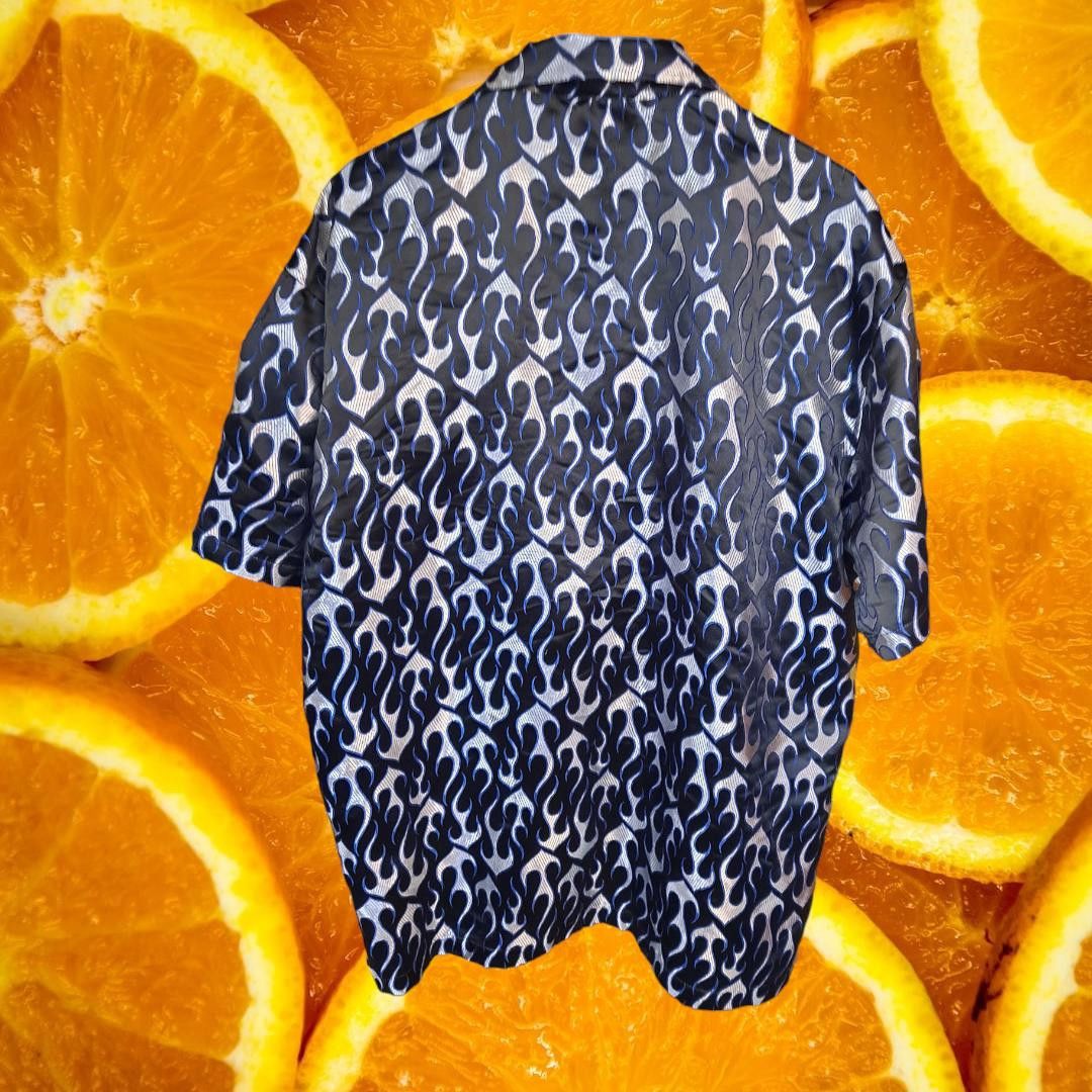 Other Vintage Street Culture Silver, Blue and Black Fire Button Up Size US XL / EU 56 / 4 - 5 Thumbnail