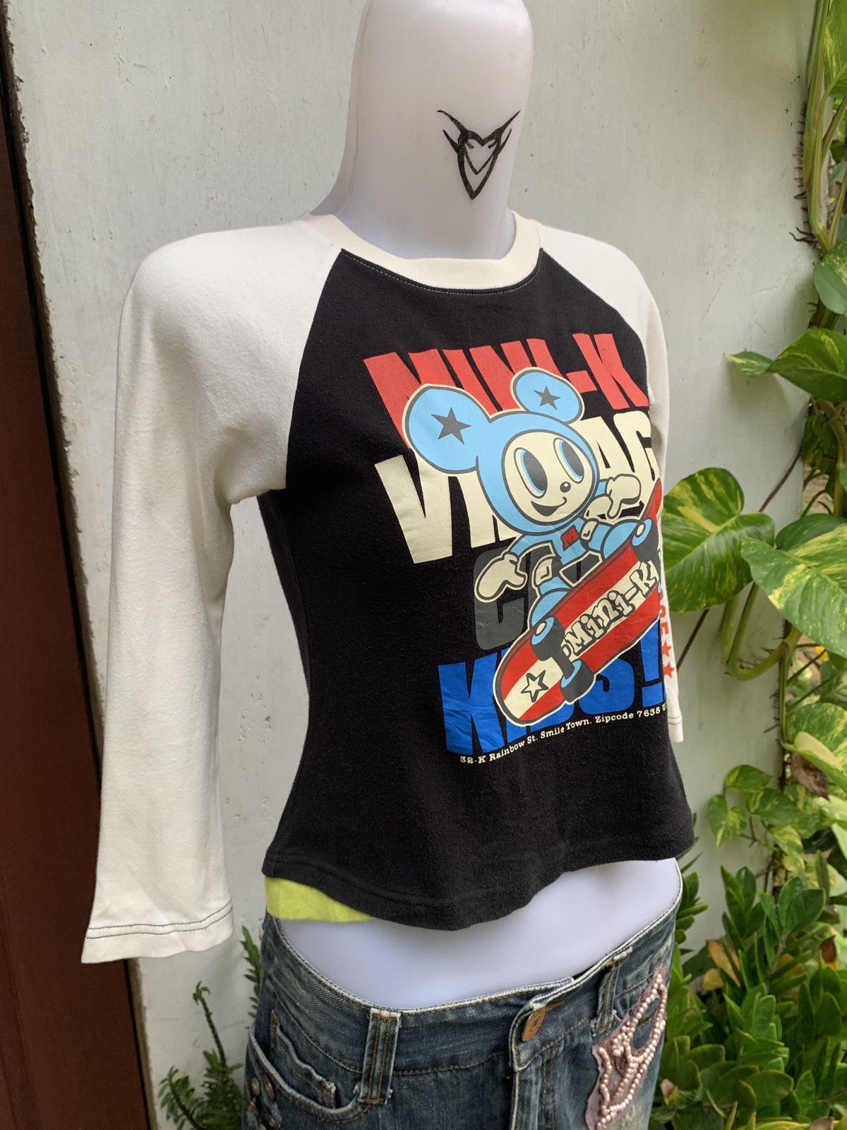 Angel Blue × Japanese Brand y2k Mini-K Japan Cute Pop Raglan Icon Graphic Baby Tee Top Size XS / US 0-2 / IT 36-38 - 2 Thumbnail