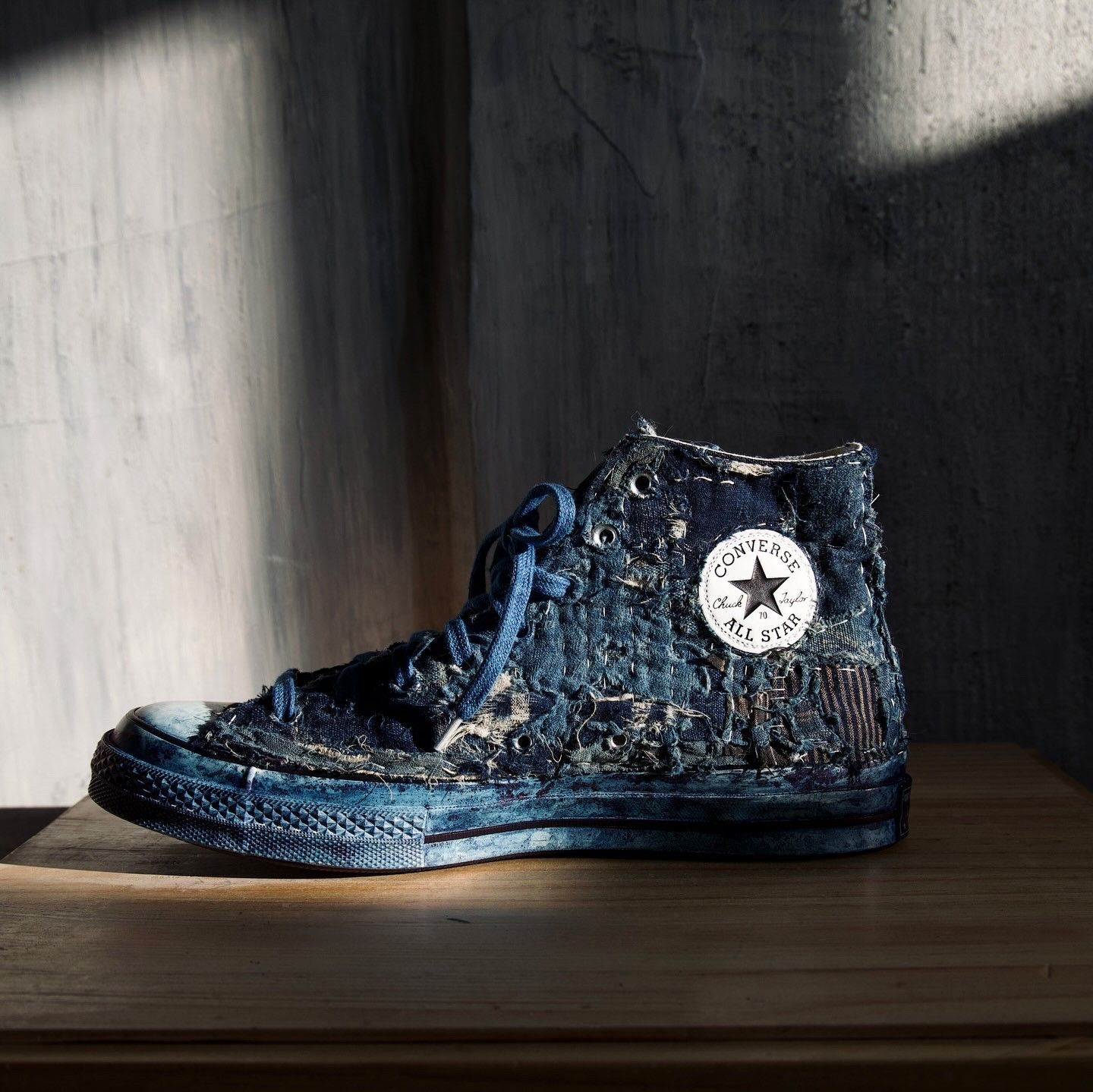 Hana Indigo Custom order - BORO X CONVERSE hand- stitched sneaker Size US 9 / EU 42 - 1 Thumbnail