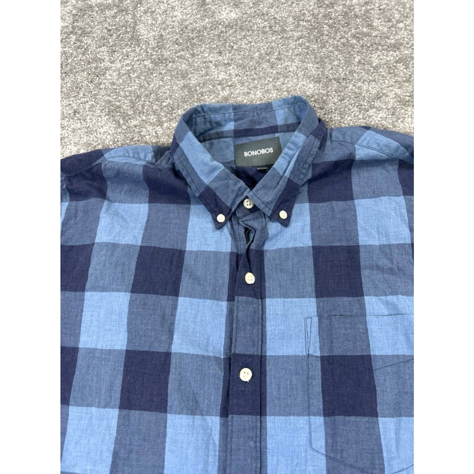 Bonobos Bonobos Shirt Mens XL Blue Cotton Button-Up Plaid Casual Slim Button-Down Collared Regular Size US XL / EU 56 / 4 - 2 Thumbnail