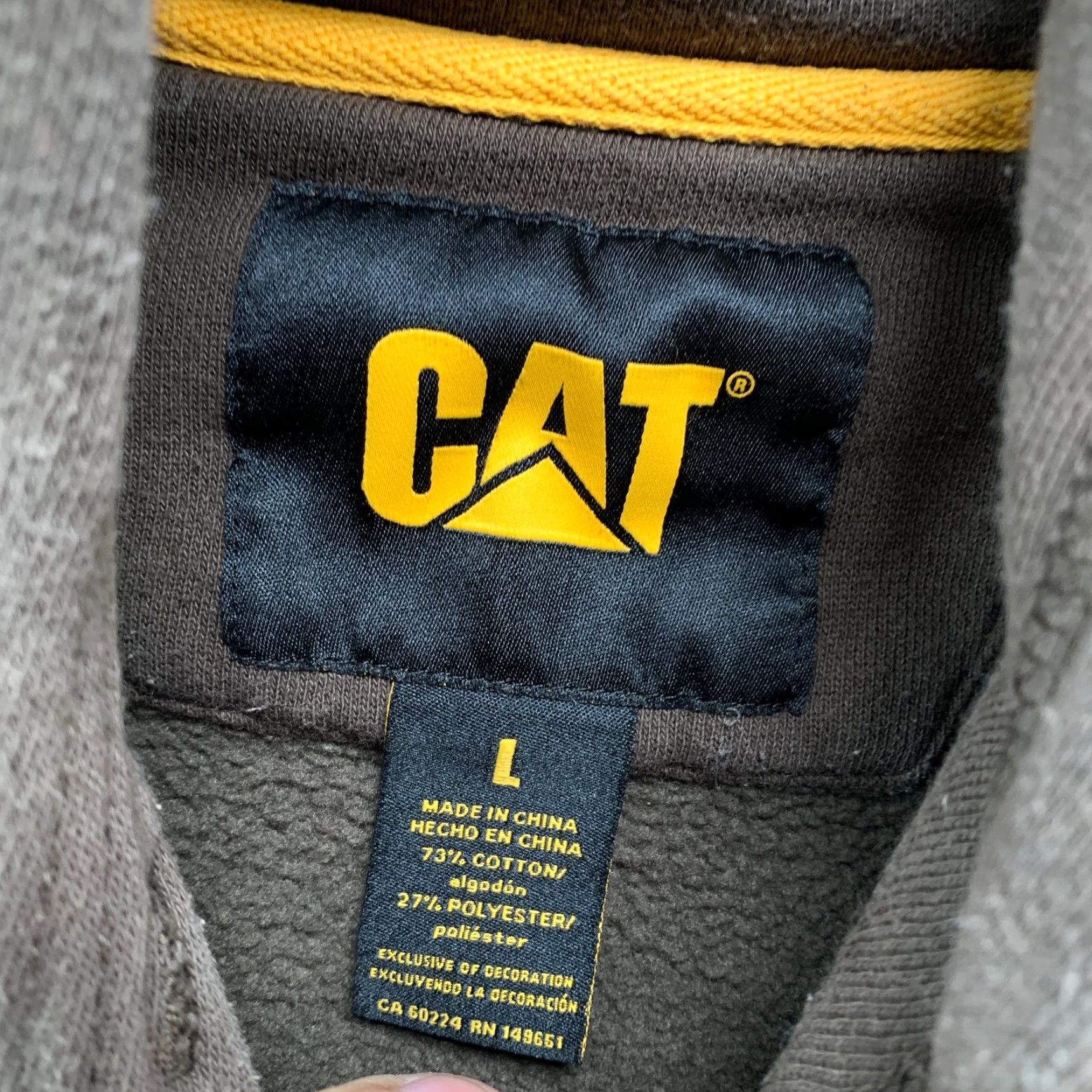 Vintage CAT Caterpillar Hoodie Mens Large Brown Heavyweight Workwear Grunge Cate? Size US L / EU 52-54 / 3 - 5 Thumbnail