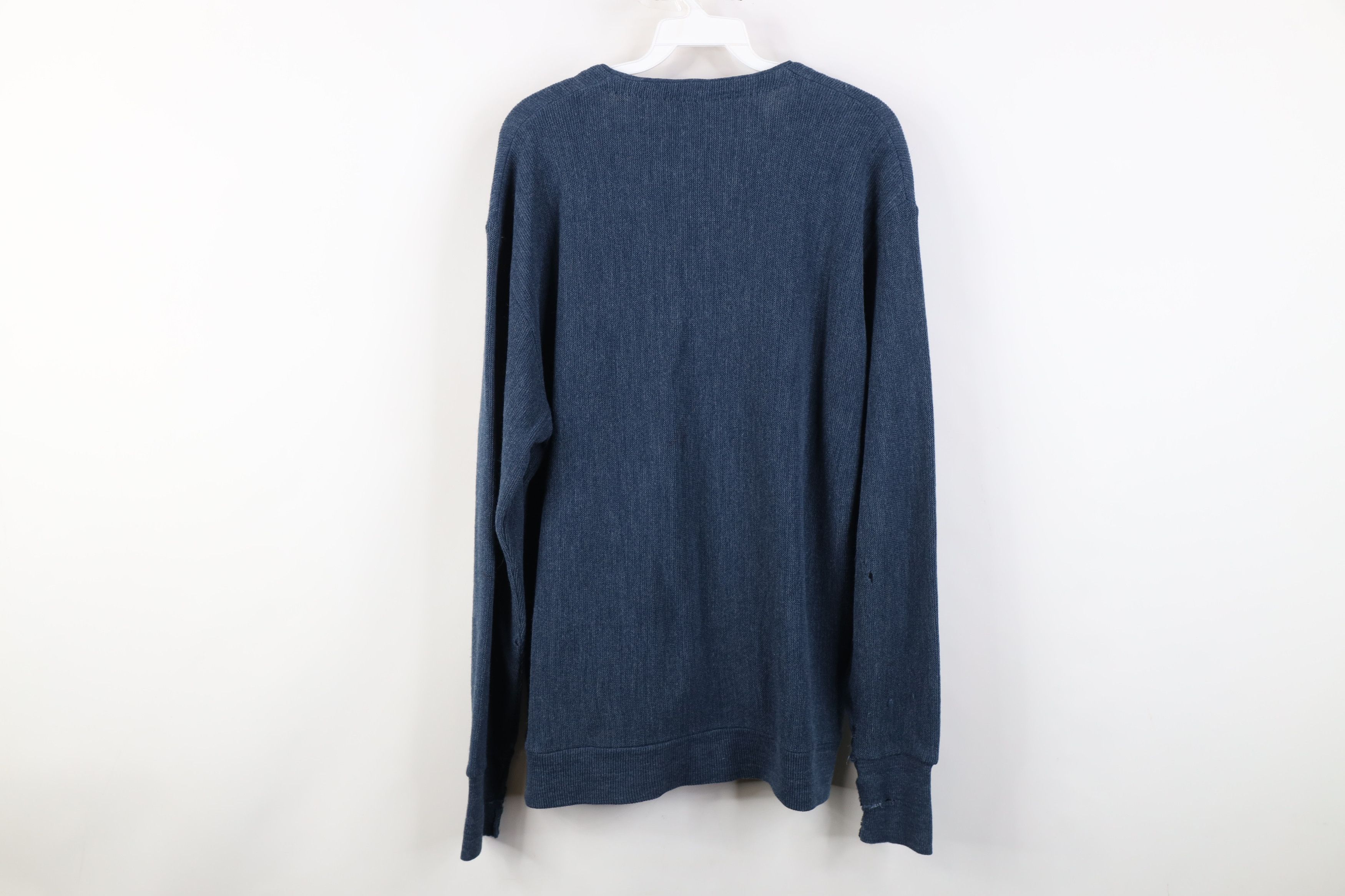 Vintage Vintage 70s Streetwear Blank Knit Cardigan Sweater Blue Size US L / EU 52-54 / 3 - 14 Thumbnail