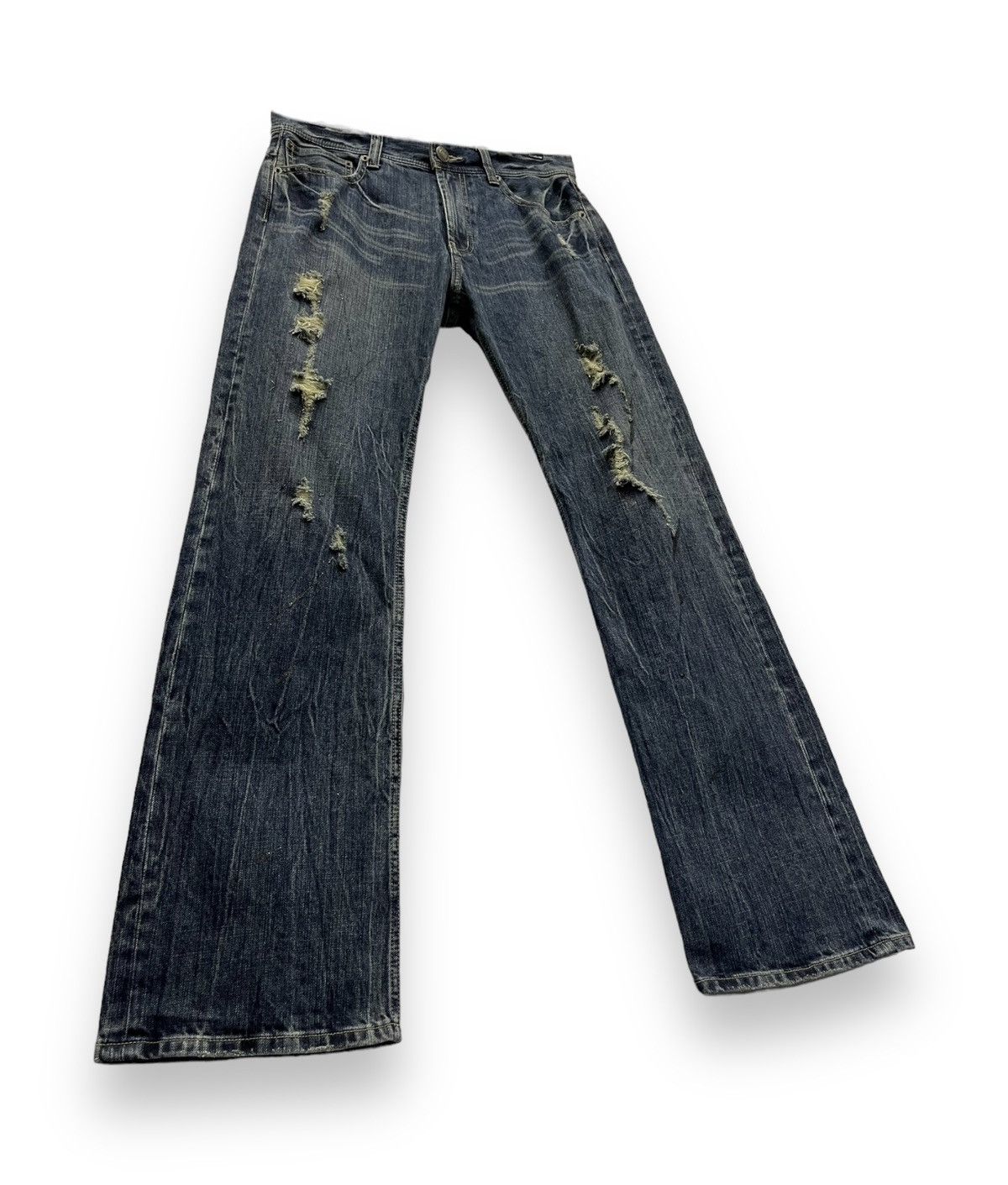 Japanese Brand ANN DO Designer Punk Ripped Glitter Splash Flare Denim Jeans Size US 30 / EU 46 - 5 Thumbnail