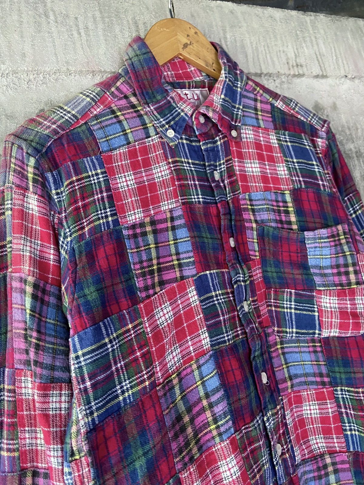 Japanese Brand T.T.U SMOOTH AND COMFORTABLE PATCHWORK BUTTON DOWN SHIRT Size US S / EU 44-46 / 1 - 7 Thumbnail