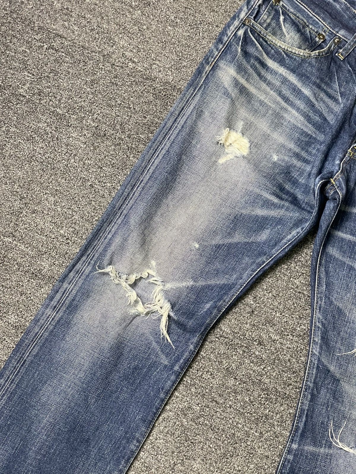 Japanese Brand × Vintage BACK NUMBER 01 Ripped Denim Jeans (92) Size US 34 / EU 50 - 4 Thumbnail