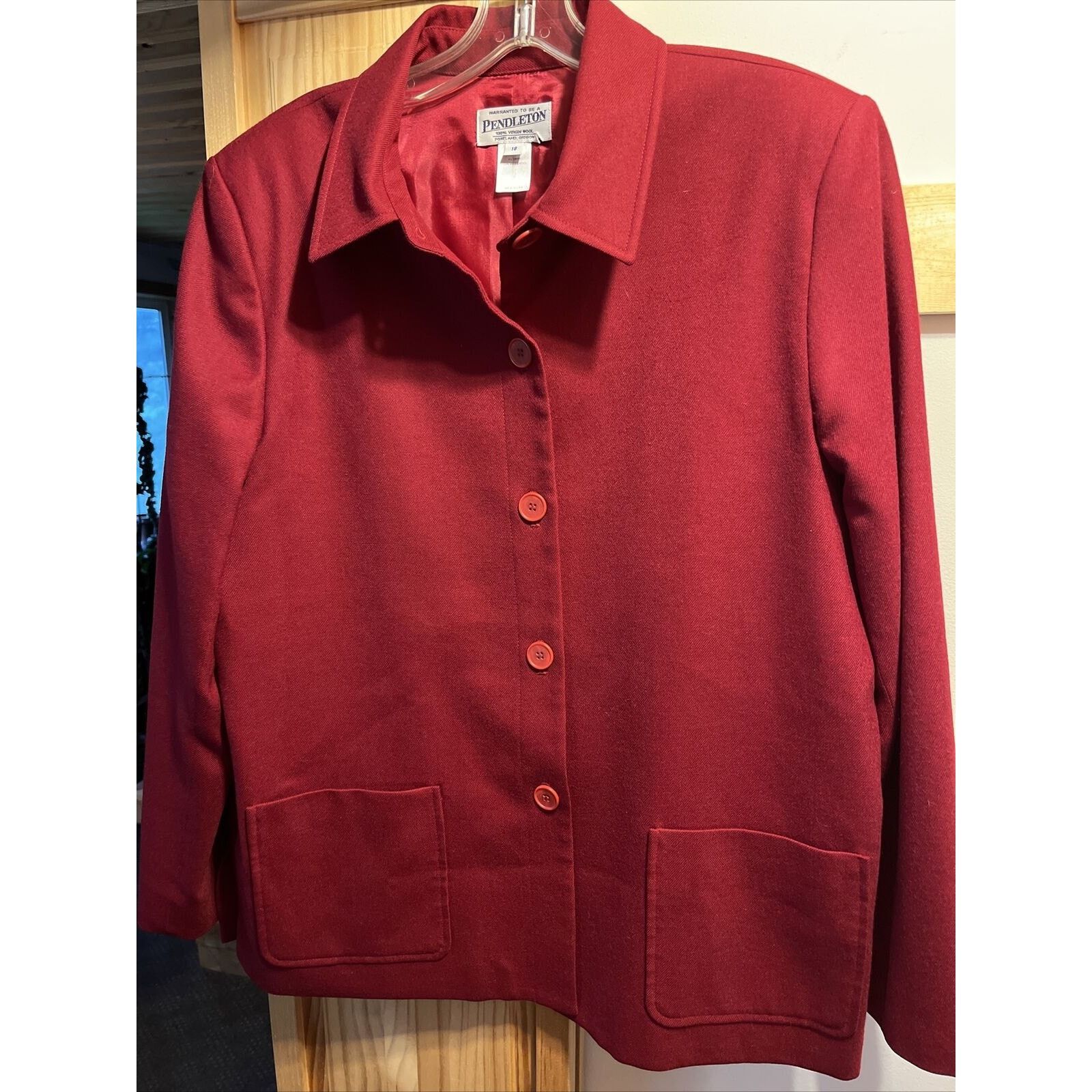 Pendleton Pendleton Vintage Women’s Size 18 Red Wool LS Button Up Coat Size XXL / US 16-18 / IT 52-54 - 2 Thumbnail