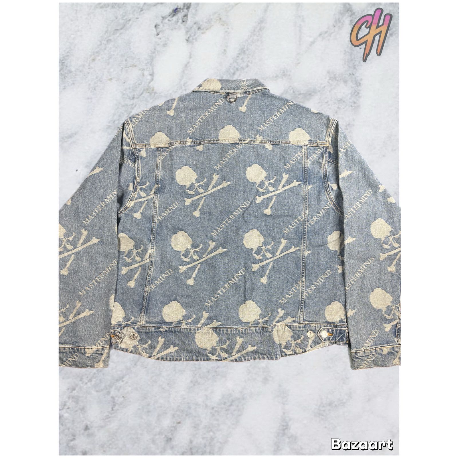 Mastermind Japan Mastermind Vs. Bape Monogram Denim Trucker Jacket Size Small Size S / US 4 / IT 40 - 2 Thumbnail