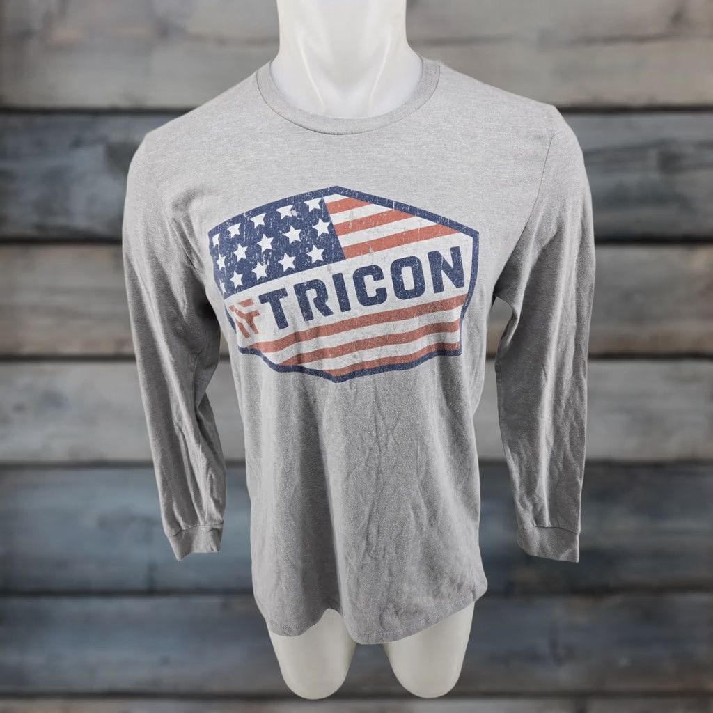 Vintage TRICON Steel Wear Shirt Long Sleeve Gray Shirt Large XL Mens T-Shirt Graphic Print Size US XL / EU 56 / 4 - 1 Thumbnail