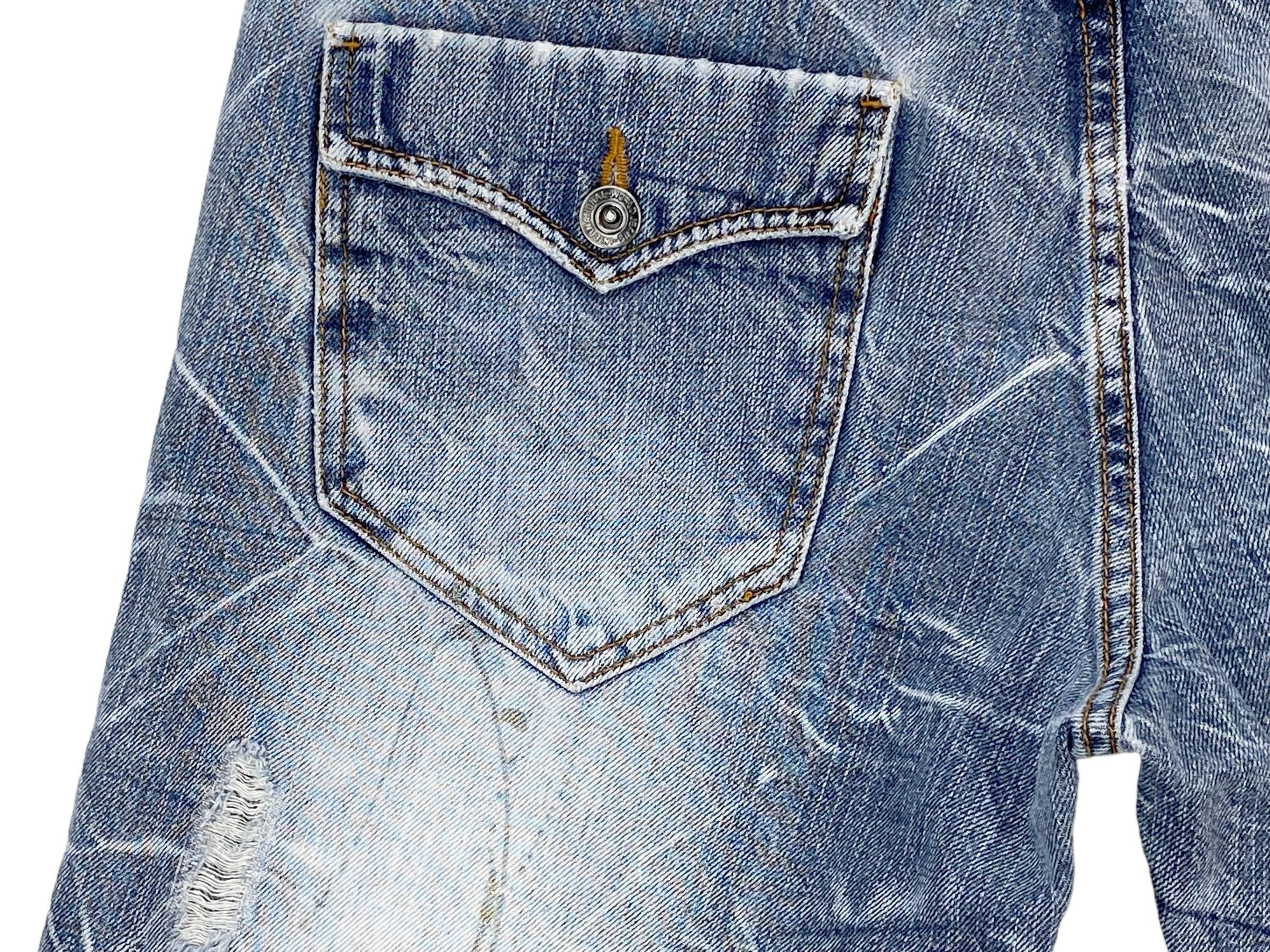 Japanese Brand Nylaus Double Waist Distressed Denim Shorts – Japan Style Size US 32 / EU 48 - 8 Thumbnail