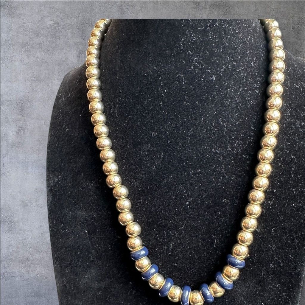 The Unbranded Brand Vintage Gold And Black Bead Necklace 17" Fashion Jewelry Size ONE SIZE - 1 Thumbnail