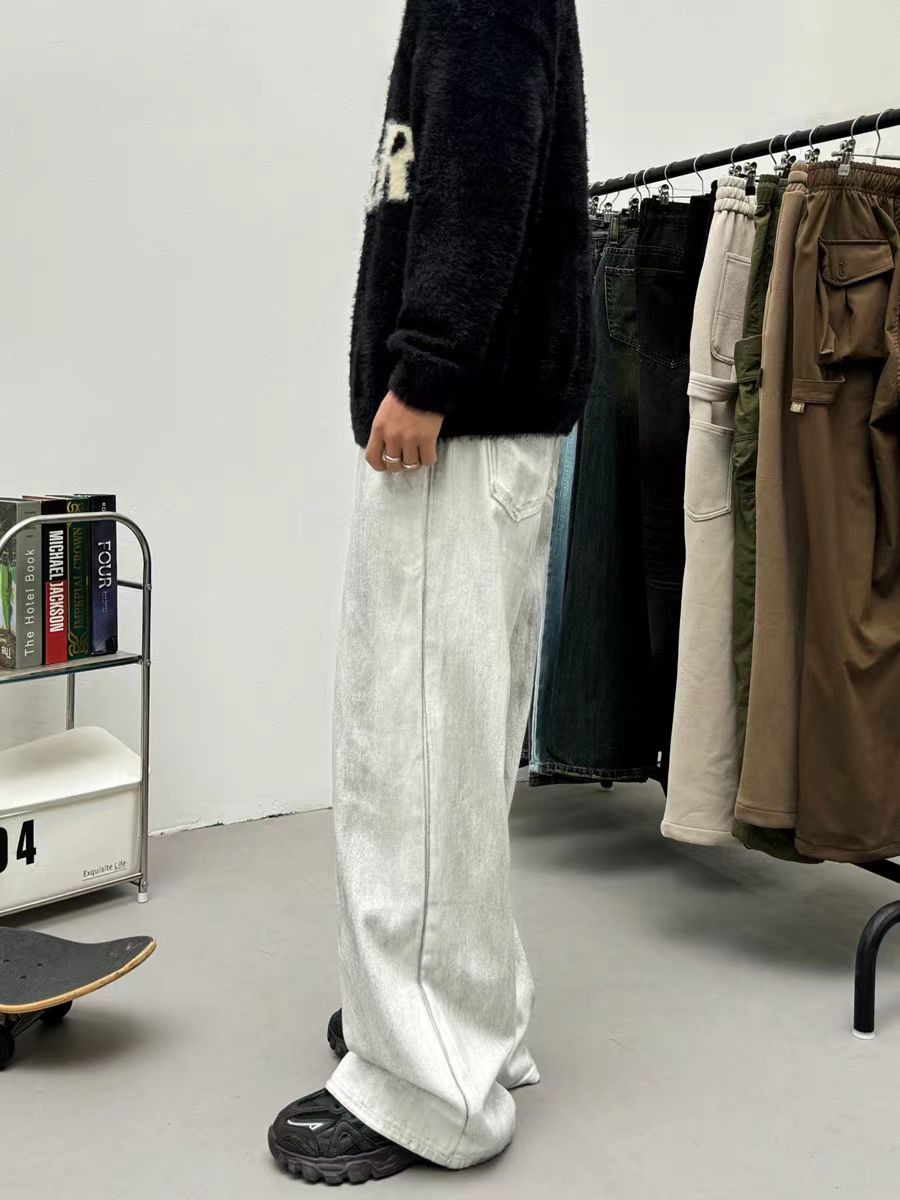 Japanese Brand × Jean Vintage washed dirty white distressed baggy jeans Size US 34 / EU 50 - 5 Thumbnail
