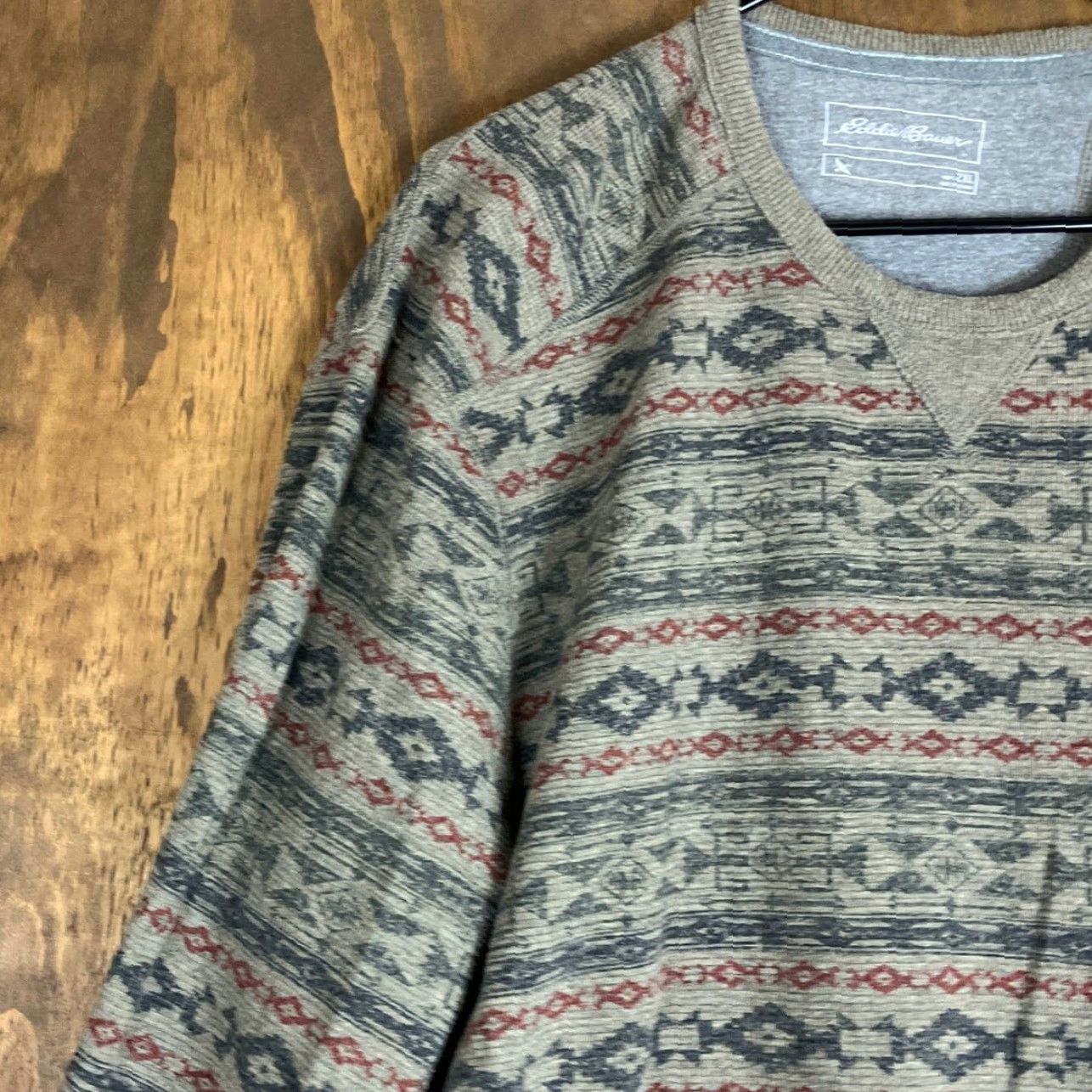 Eddie Bauer Eddie Bauer Mens Sweatshirt Brown Patterned Thermal Pullover Long Sleeve 2XL Big & Tall Crew Neck Fall Winter Mens Size US XXL / EU 58 / 5 - 4 Thumbnail