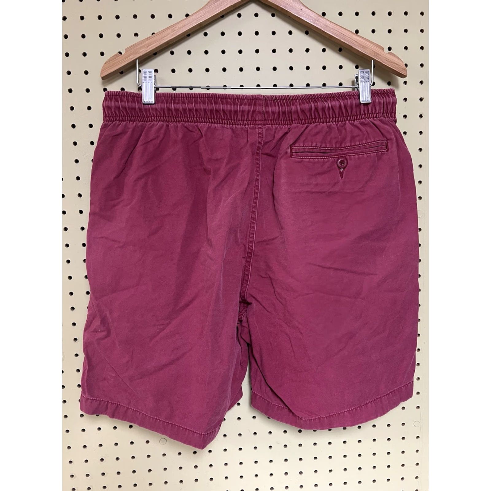 Vintage L.L. Bean Shorts Men's Large Red Pull On Drawstring Classic Fit Style 36” Fade Casual Outdoor Canvas Cotton Pockets Baggy? Size US 33 - 2 Thumbnail
