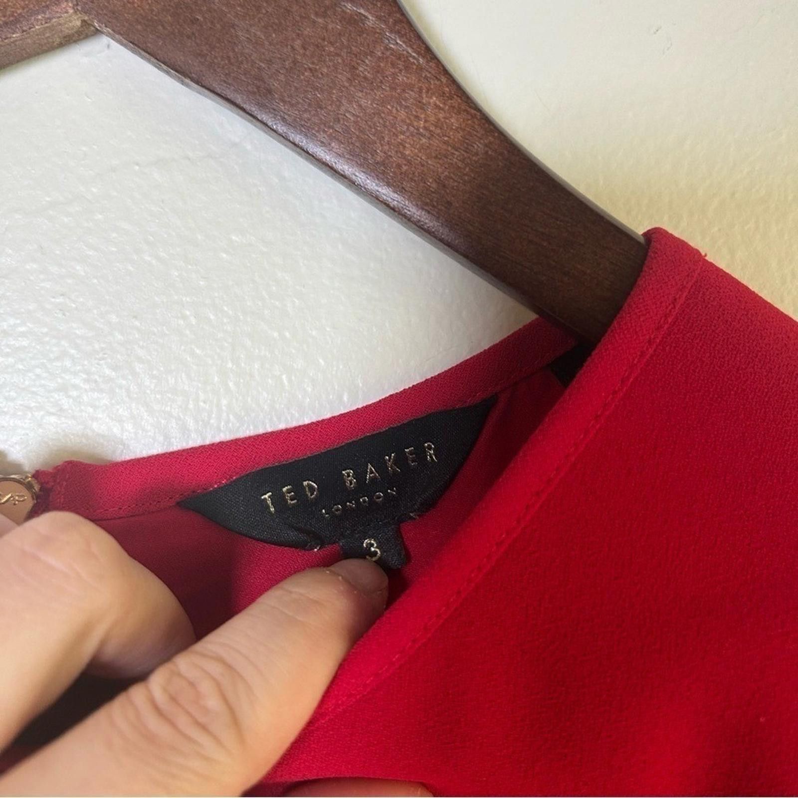 Other Ted Baker London Red Sleeveless Tie Neck Blouse Top Women Size S / US 4 / IT 40 - 3 Thumbnail