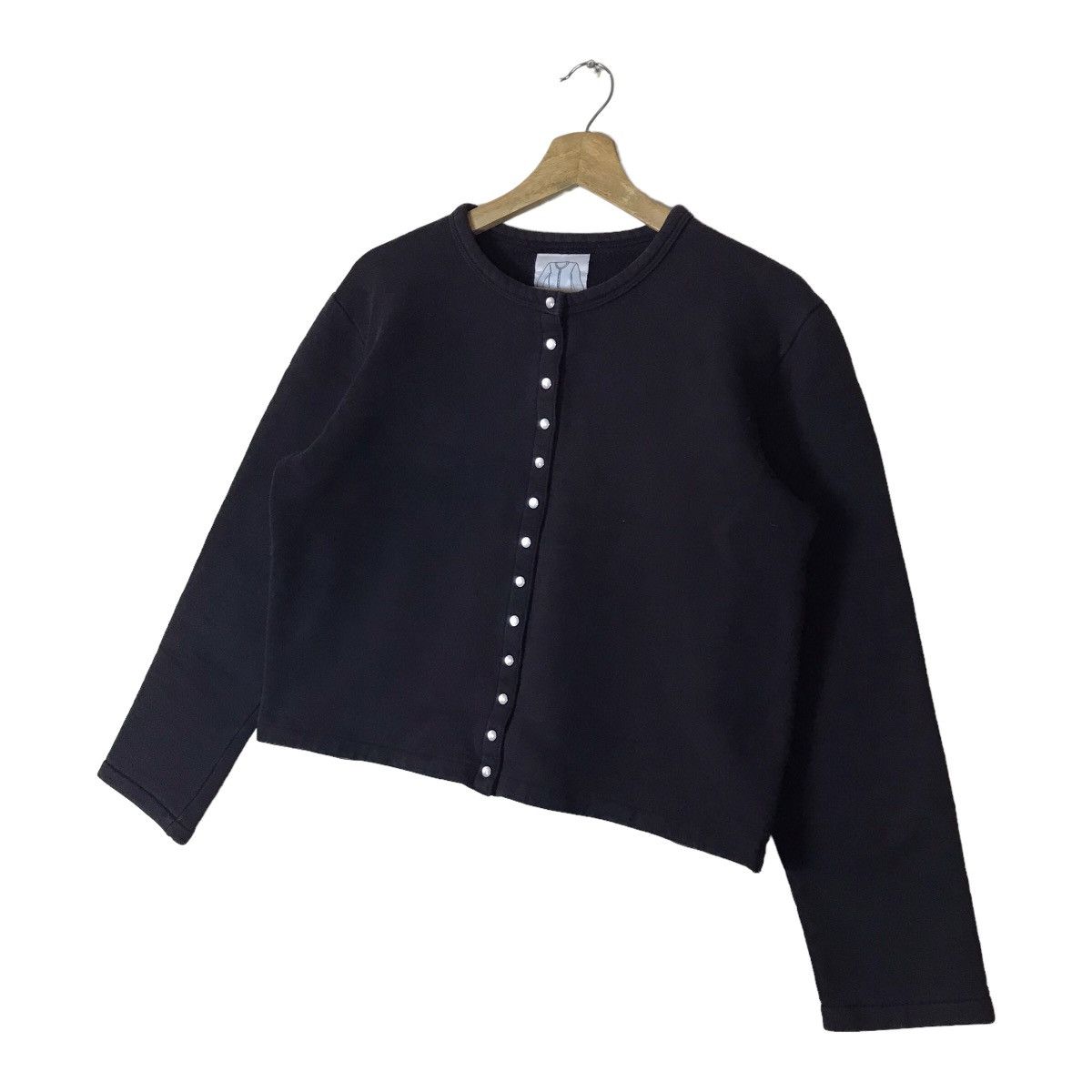 Vintage 90s AGNES B Snap Button Crop Top Cardigan Sweater