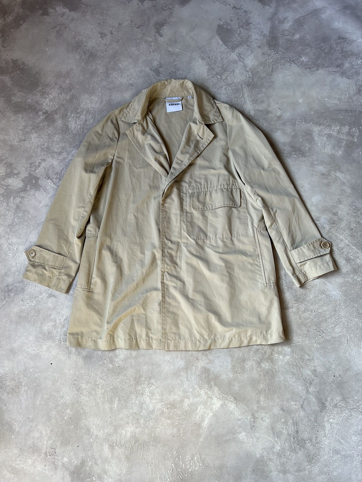 image of Aspesi Heavy Trench Jacket in Sand, Men's (Size Small)