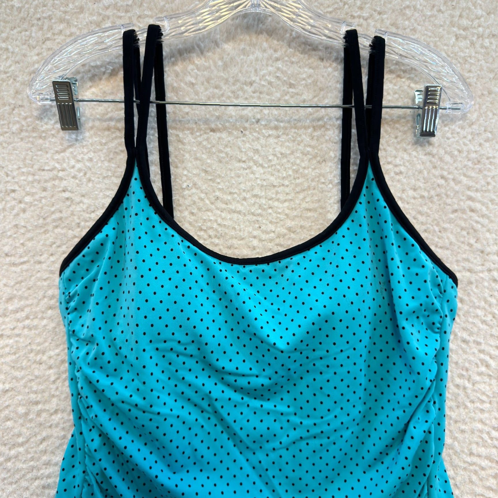 Vintage VINTAGE Y2K Tankini Top XL 14 Blue Polkadot Built-in-Bra Padded Retro Mod Bikini Top Womens Size XL / US 12-14 / IT 48-50 - 3 Thumbnail