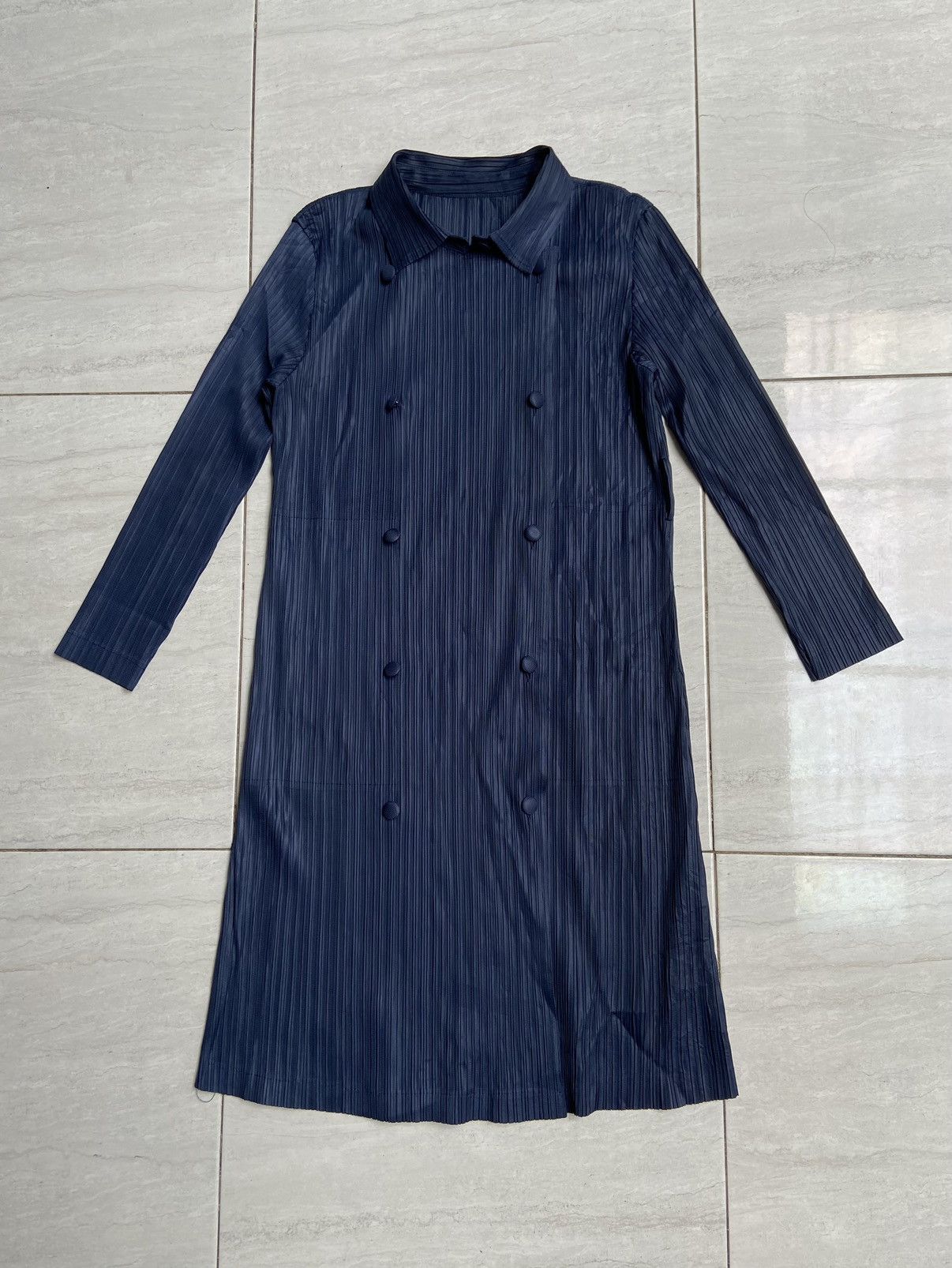 Designer × Japanese Brand PLEATSME Blue Pleats Blazers Size XS / US 0-2 / IT 36-38 - 1 Thumbnail