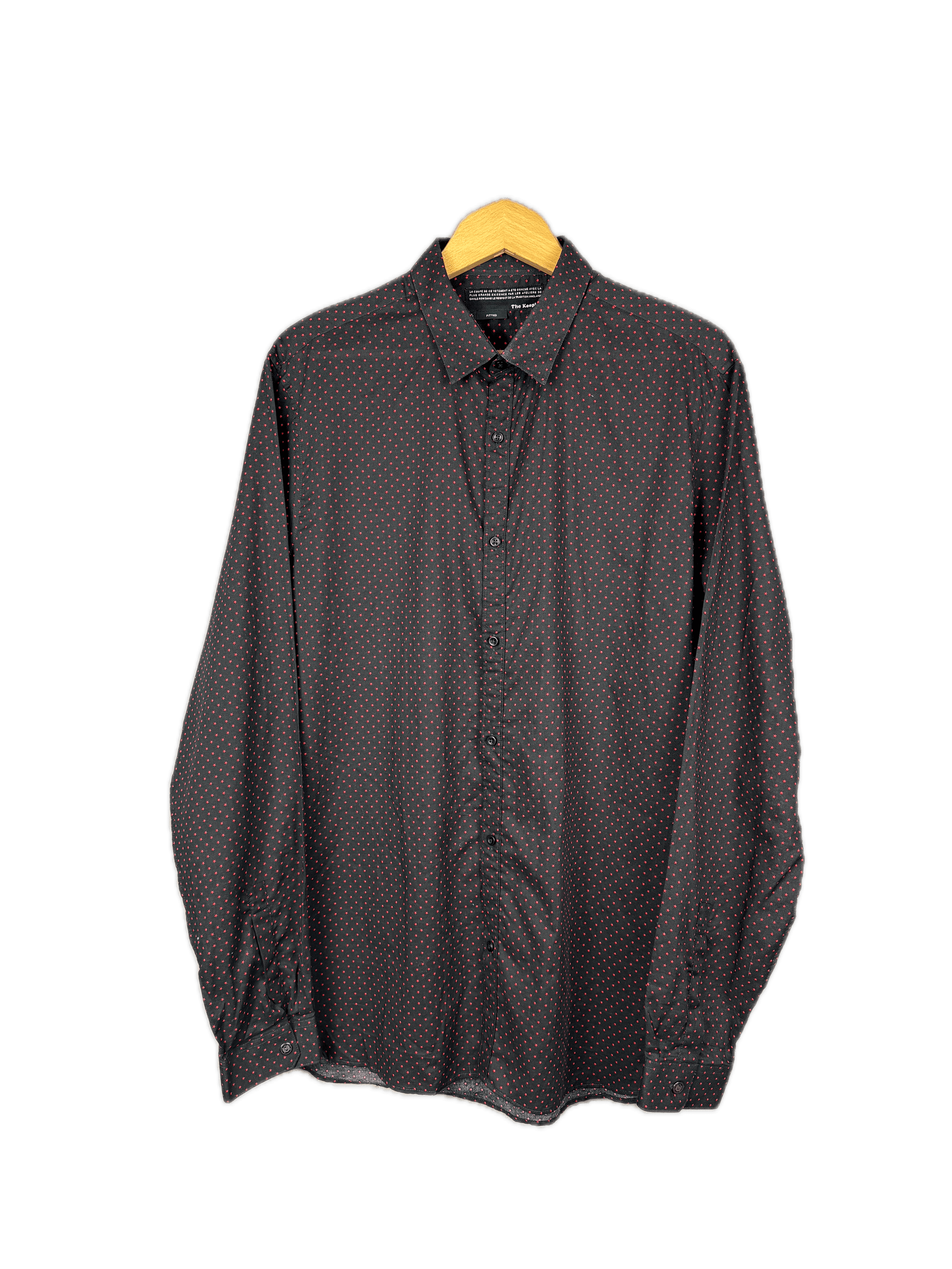 Designer × The Kooples The Kooples Fitted Shirt Monogram Stars Black/Red Button Up Size US XL / EU 56 / 4 - 1 Thumbnail