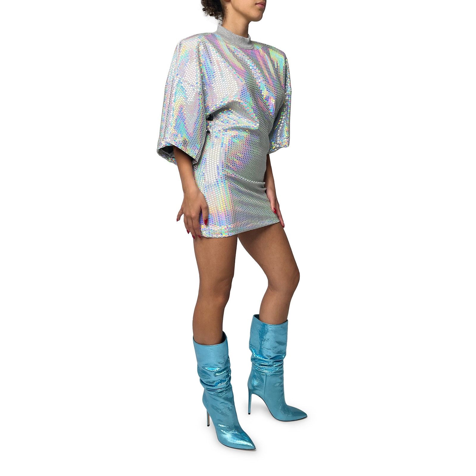 The Attico Silver Wide Short Sleeveless High Neck Tunic / Mini Dress Size M / US 6-8 / IT 42-44 - 2 Thumbnail