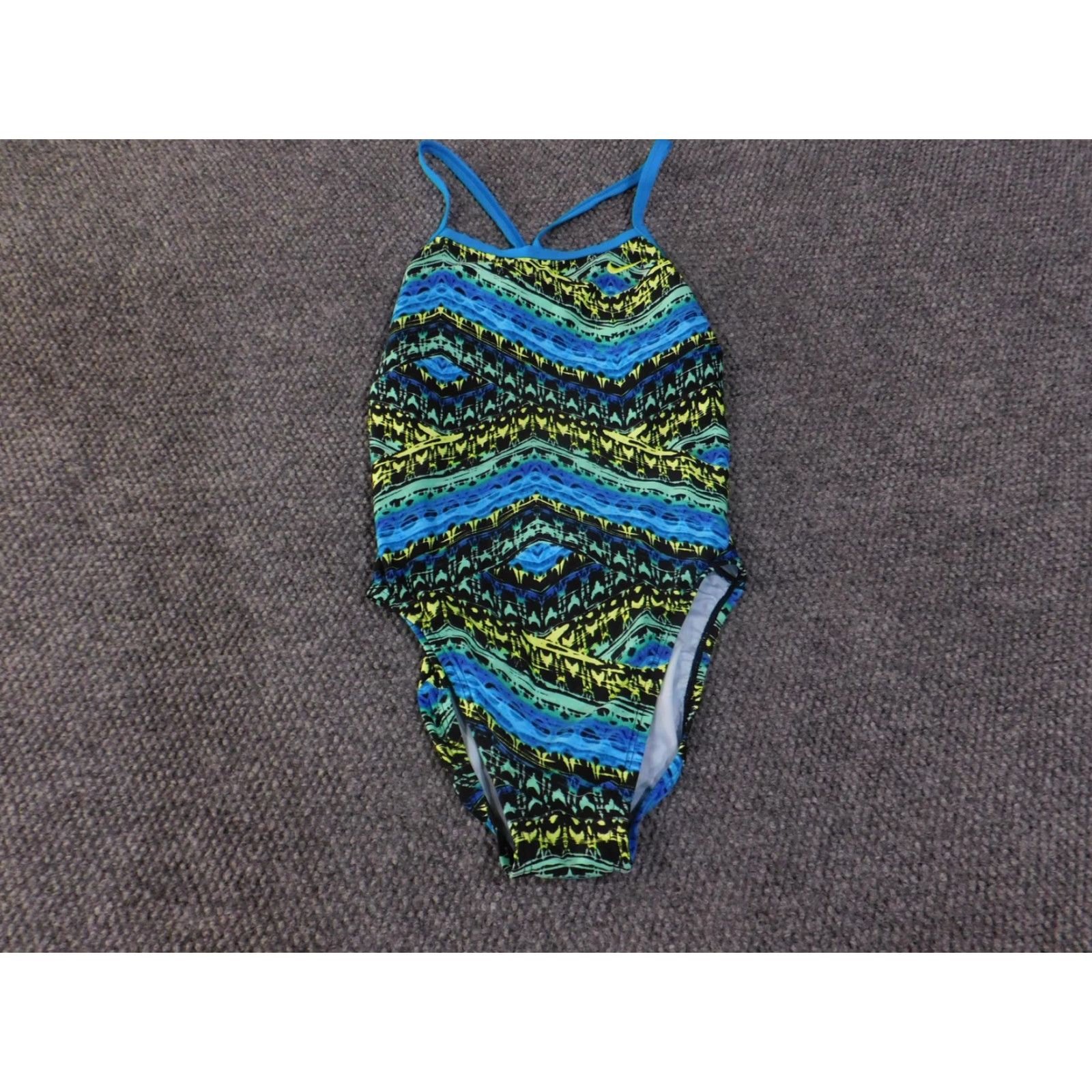 Nike Nike Swimsuit Womens 36 Blue Green Black Performance Poly Swim NESS5013 Training Size ONE SIZE - 3 Thumbnail