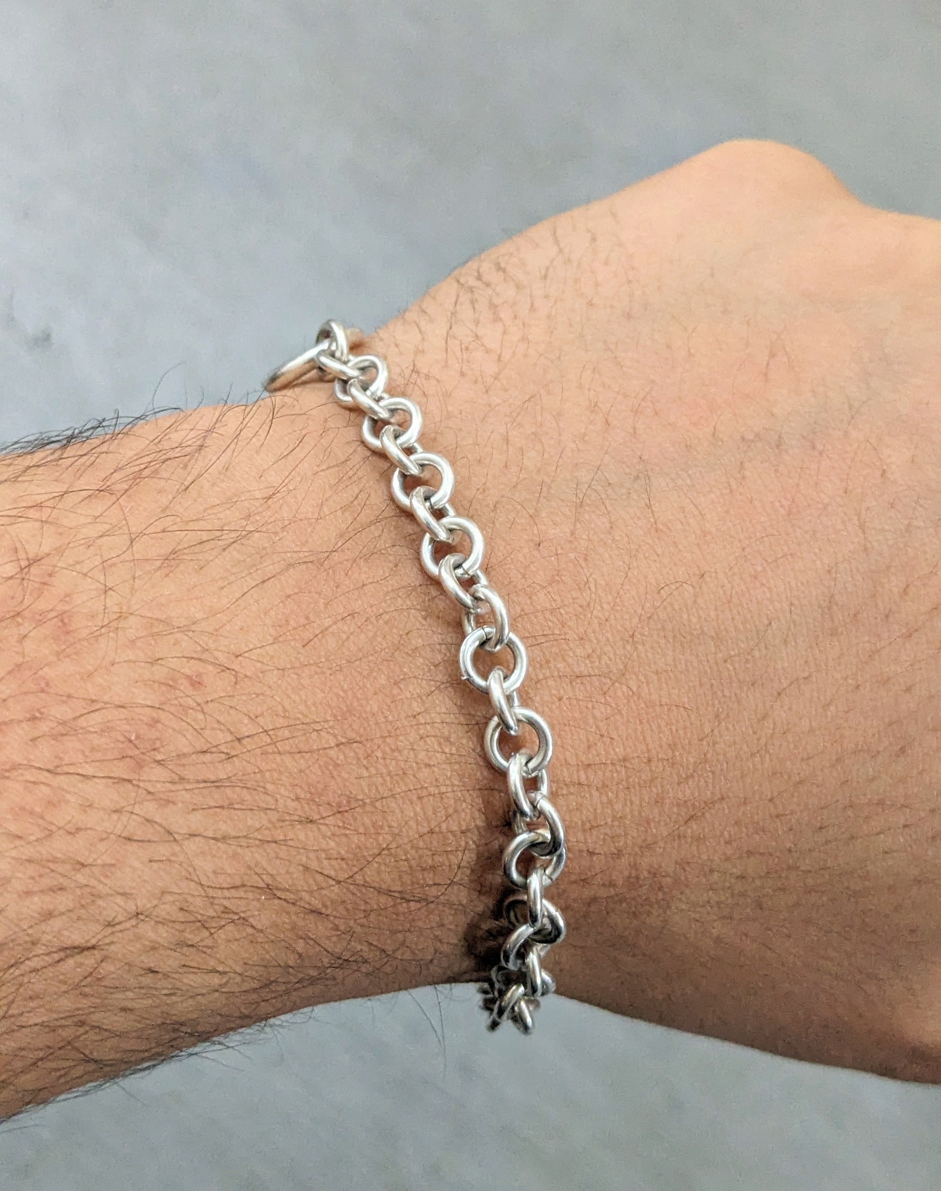 Jewelry Vintage Sterling Silver Bracelet Rolo Round 7" Chain Link Size ONE SIZE - 10 Thumbnail