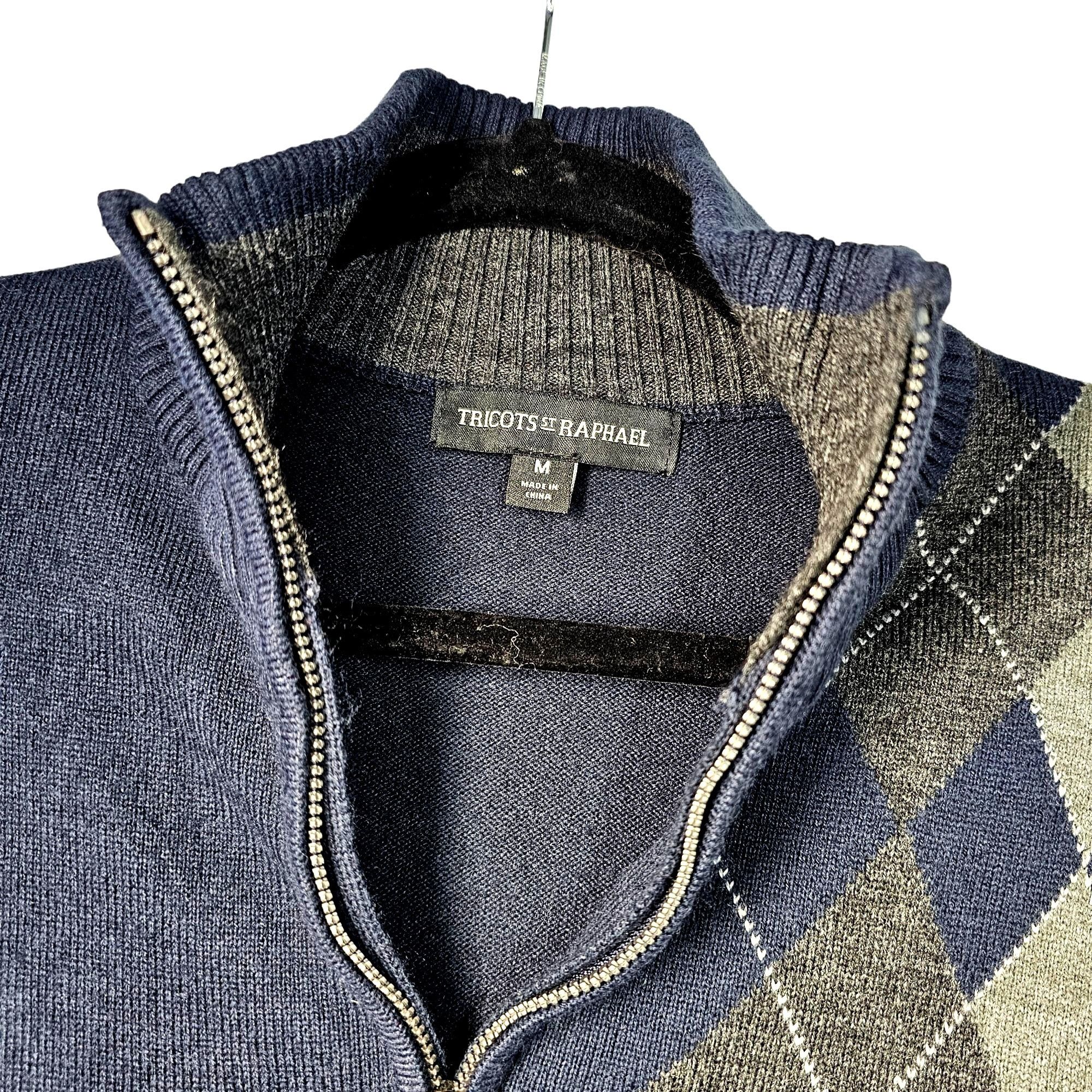 Tricots St. Raphael 1/4 Zip Sweater Argyle Navy Blue Gray | Grailed