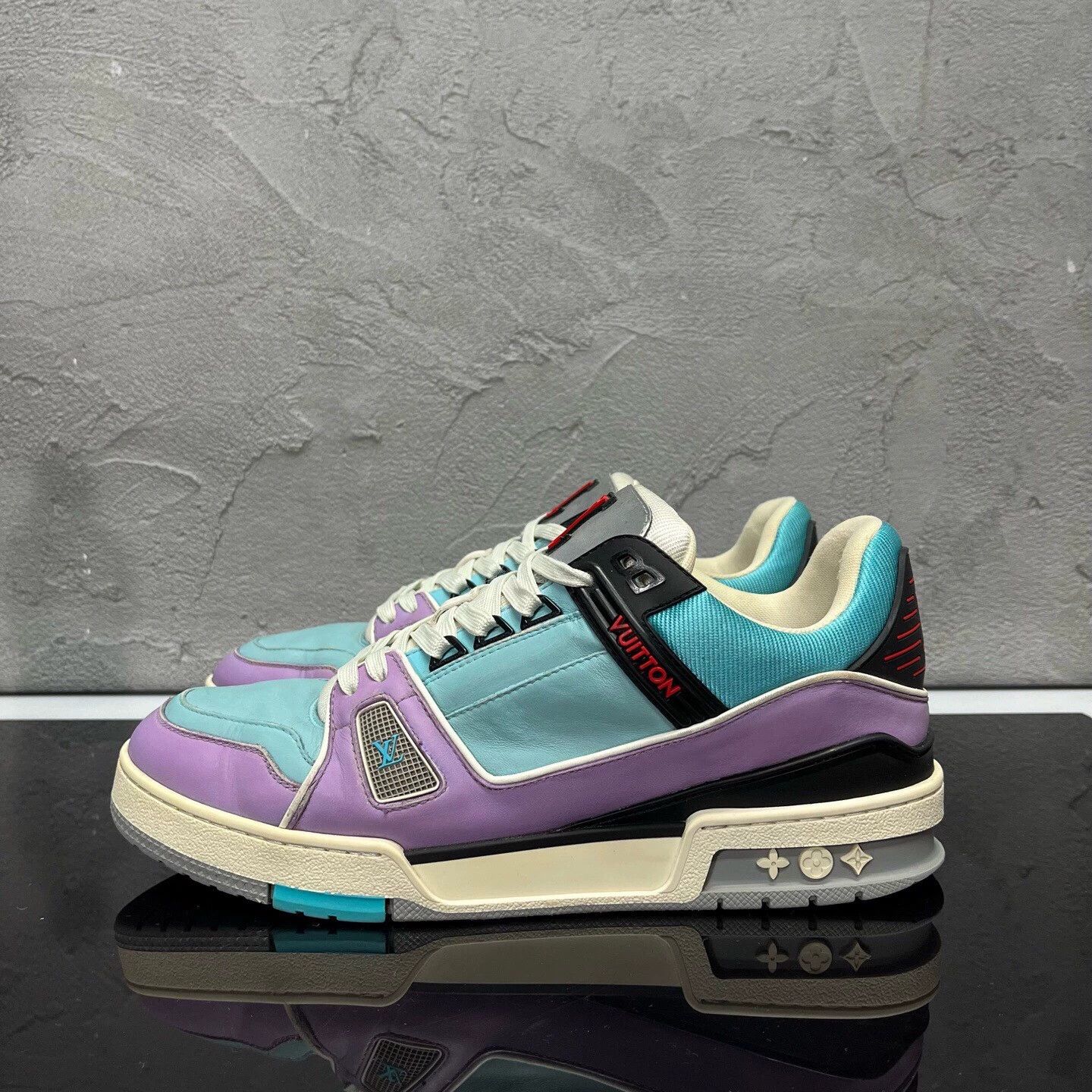 Louis Vuitton LV Trainer blue purple macaron UK8.5/42.5 98 new minor wear Size US 8.5 / EU 41-42 - 4 Thumbnail