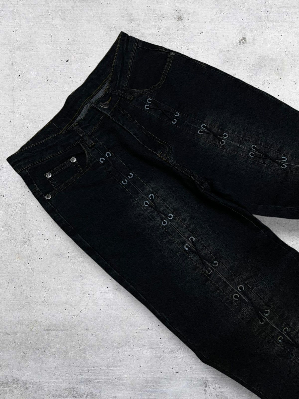 Tornado Mart VINTAGE RARE DESIGNER JAPAN T&T LACE UP FLARED DENIM 90S Size US 27 - 6 Thumbnail