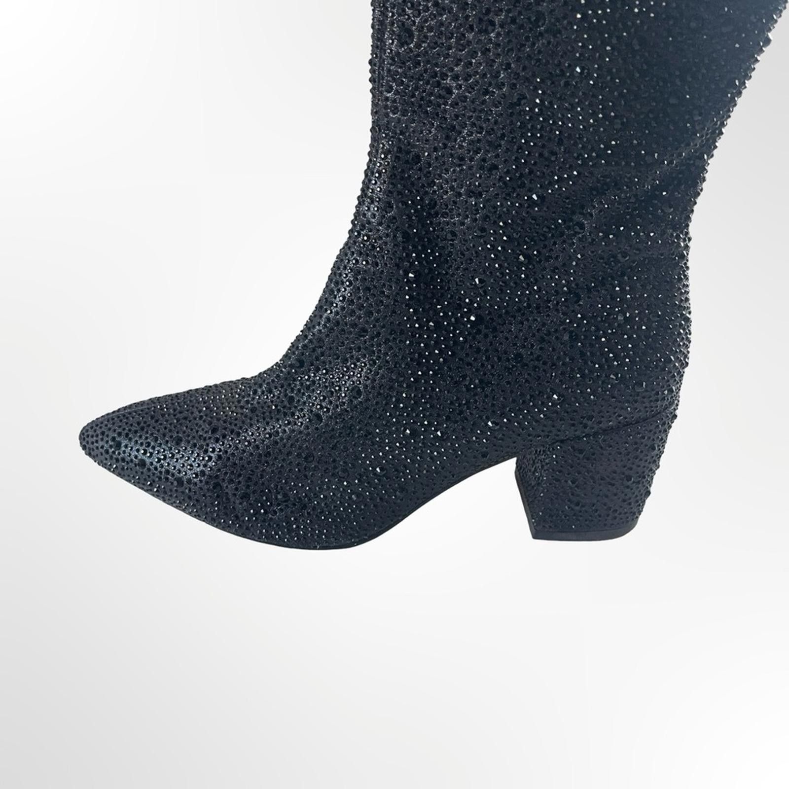 Other Wet Kiss Black Rhinestone Heeled Boots in many sizes avail Size US 6.5 / IT 36.5 - 9 Thumbnail