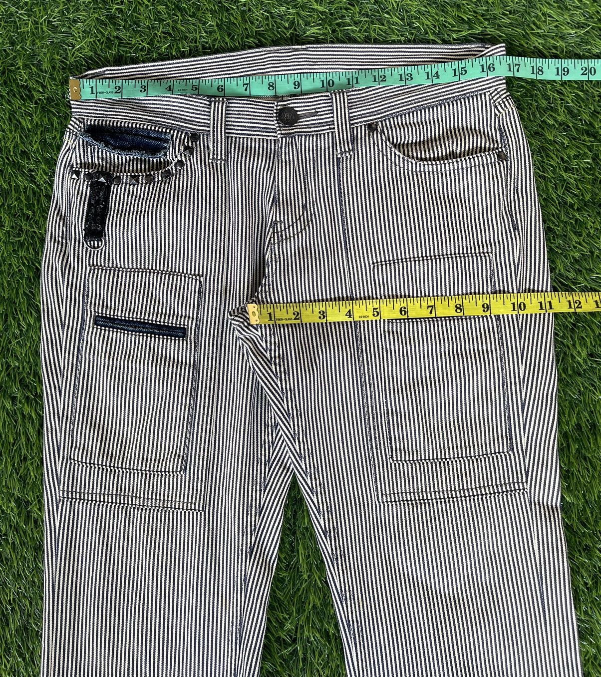Murder License Vintage 90s🔥MURDER LICENSE🔥Flared Striped Bush Pants Jeans Size US 33 - 4 Thumbnail