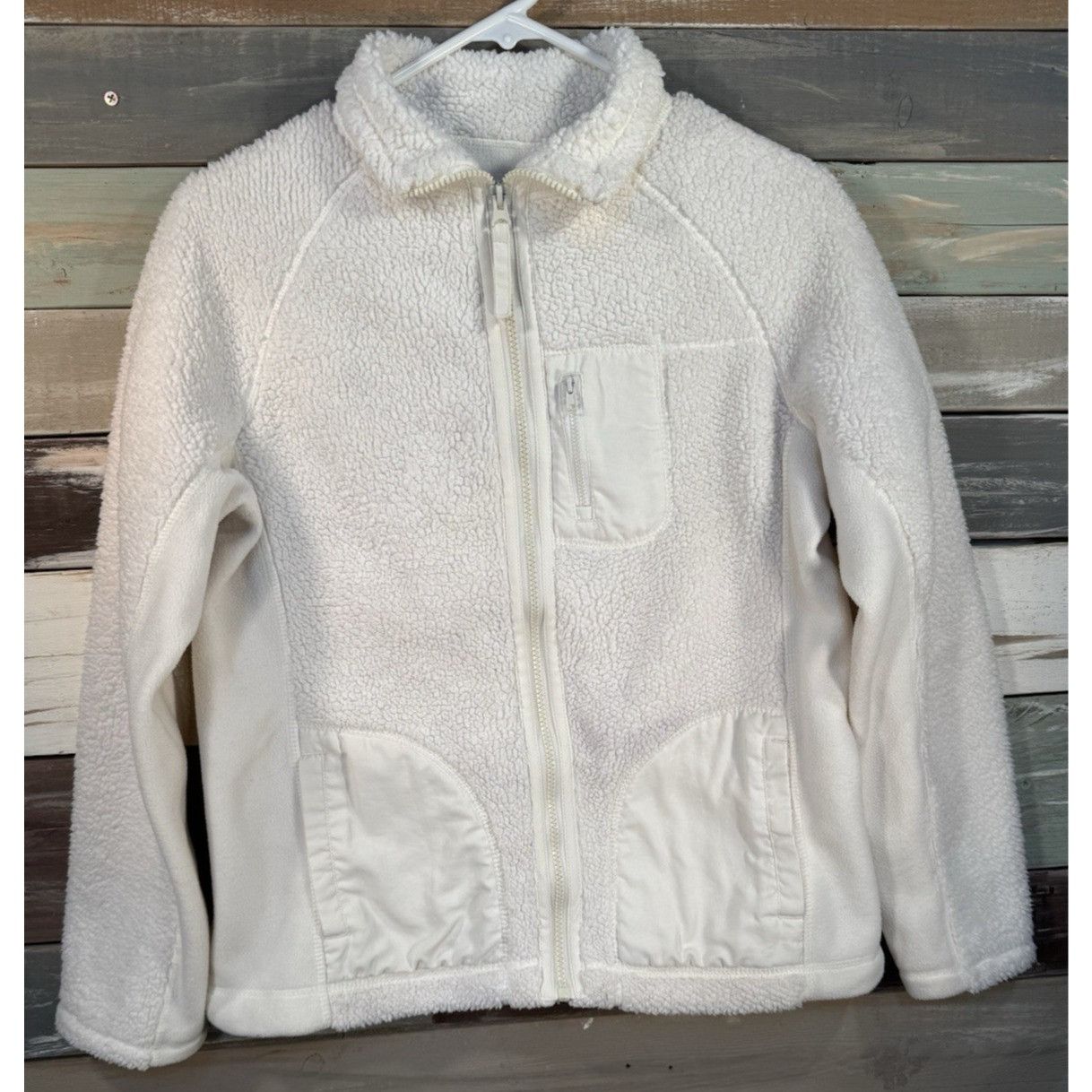 Faded Glory Faded-Glory Women's White Fleece Zipper Sweater Jacket Size Size M / US 6-8 / IT 42-44 - 1 Thumbnail