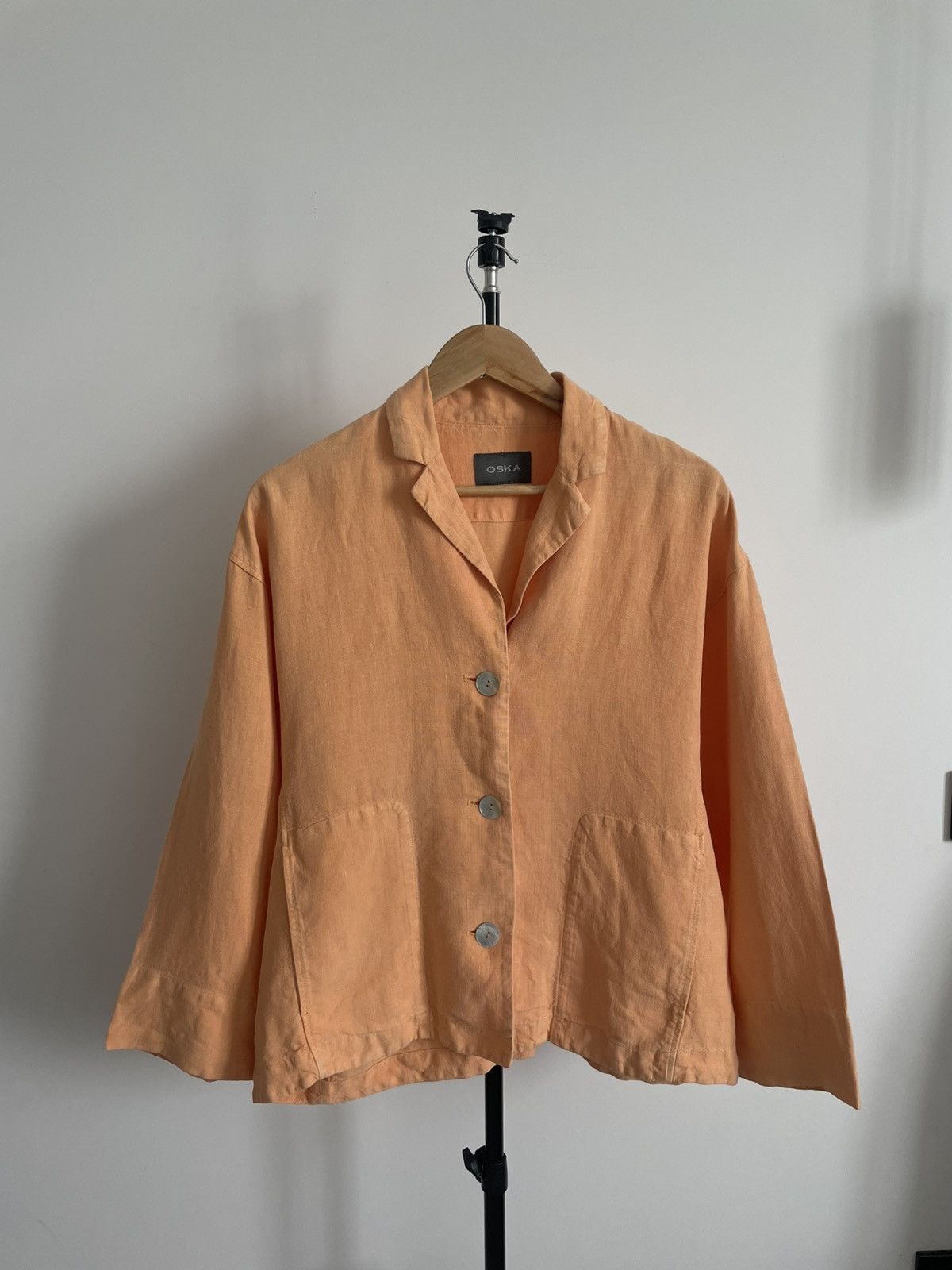 OSKA Oska Linen 100% Blazer Jacket Coral Size L / US 10 / IT 46 - 2 Thumbnail