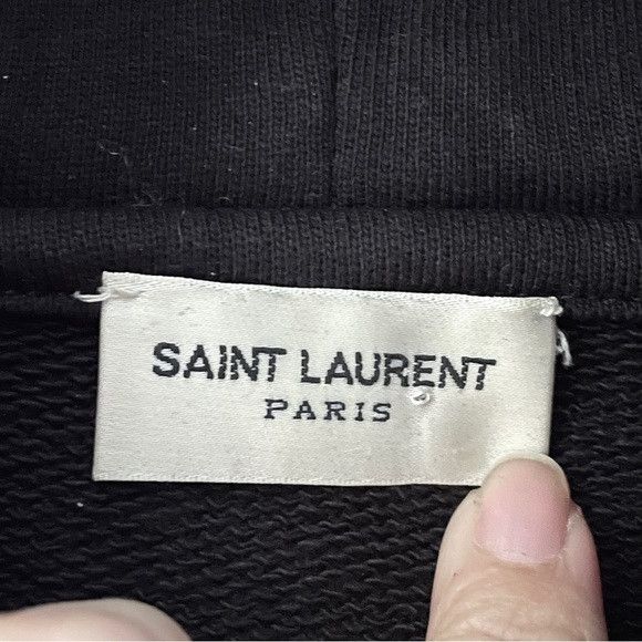 Saint Laurent Paris Saint Laurent Script Cotton Hoodie - S/M, authenticated 🇮🇹 Size US M / EU 48-50 / 2 - 7 Thumbnail