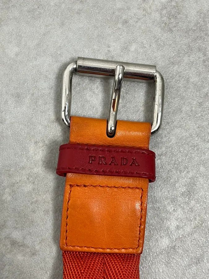 Prada 2000s Prada Orange Hybrid Leather Belt Size ONE SIZE - 6 Thumbnail