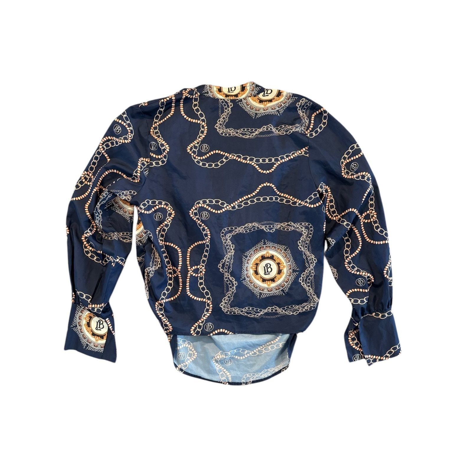 Other Womens Navy Chain Baroque Print Cowl Neck Long Sleeve Top L Size L / US 10 / IT 46 - 8 Thumbnail