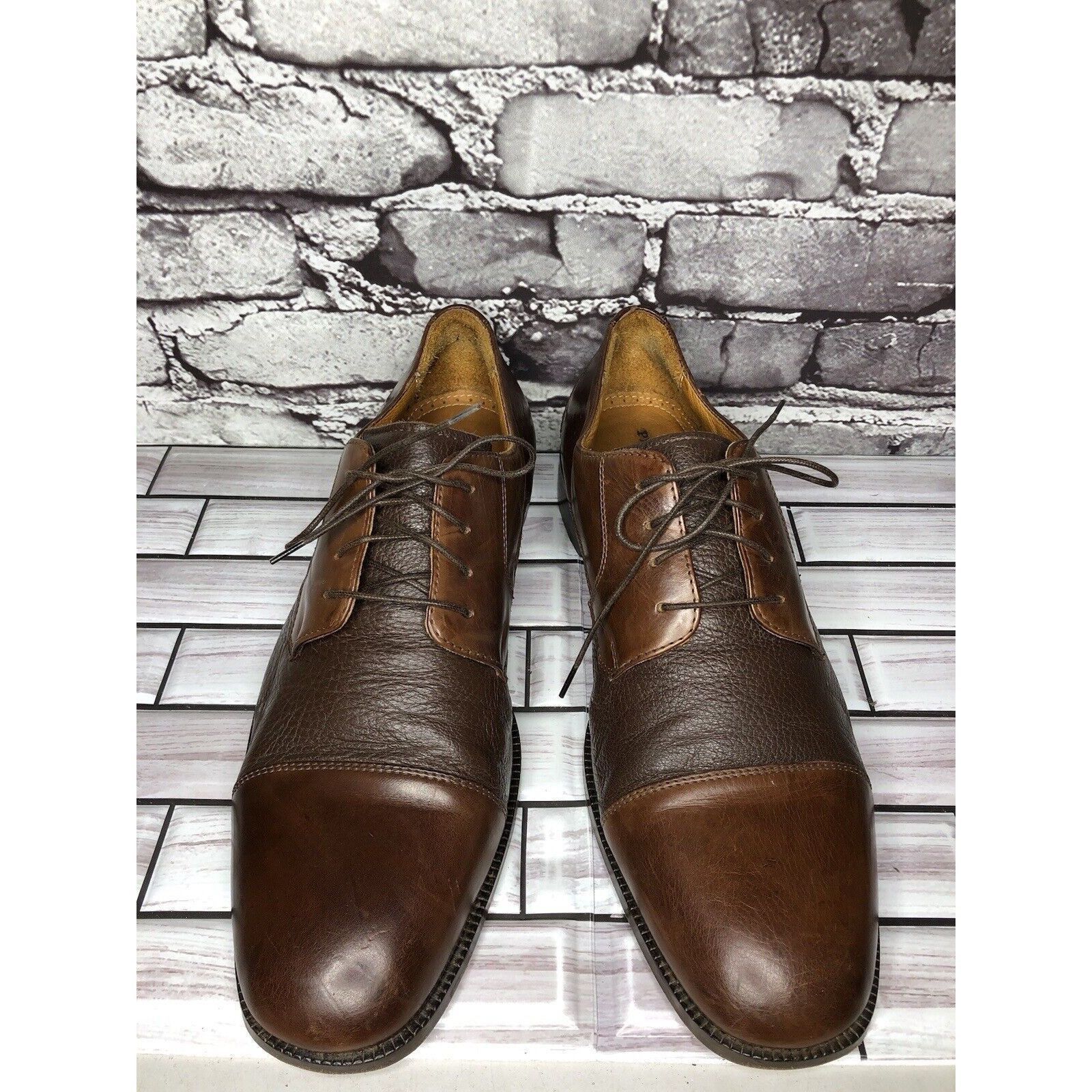 Pronto Uomo Pronto Uomo Firenze Brown Leather Cap Toe Oxfords Dress Shoe Size US 12 / EU 45 - 19 Thumbnail