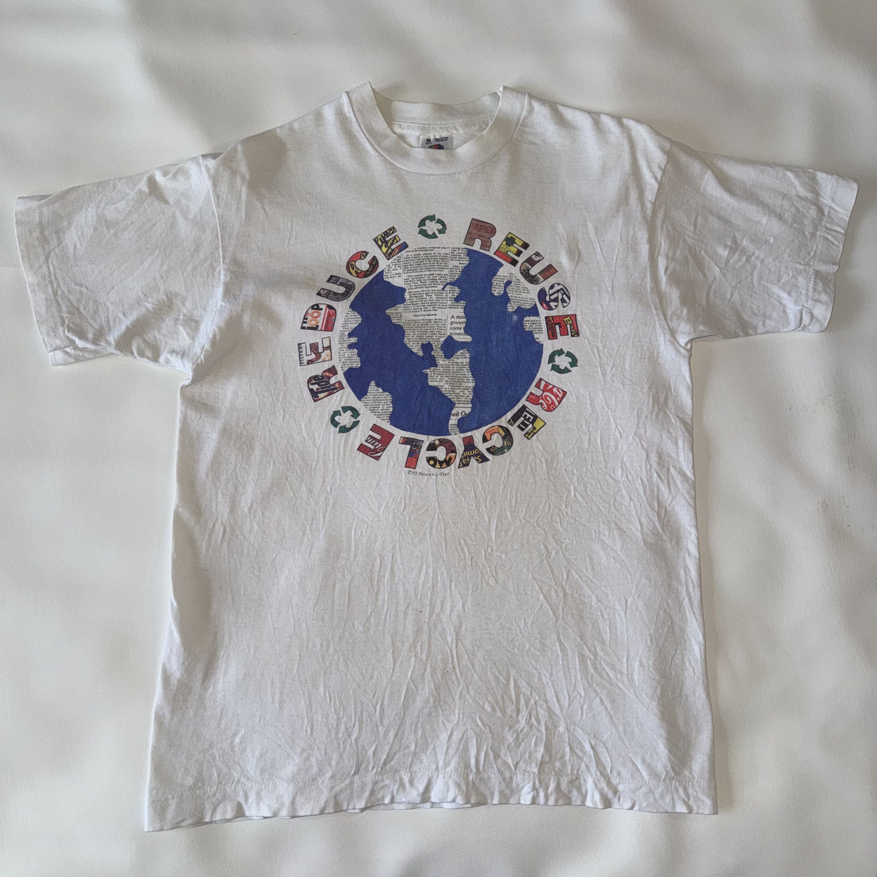 Vintage VTG Reduce Reuse Recycle T Shirt Brand Logo Globe 90s Size US M / EU 48-50 / 2 - 1 Thumbnail