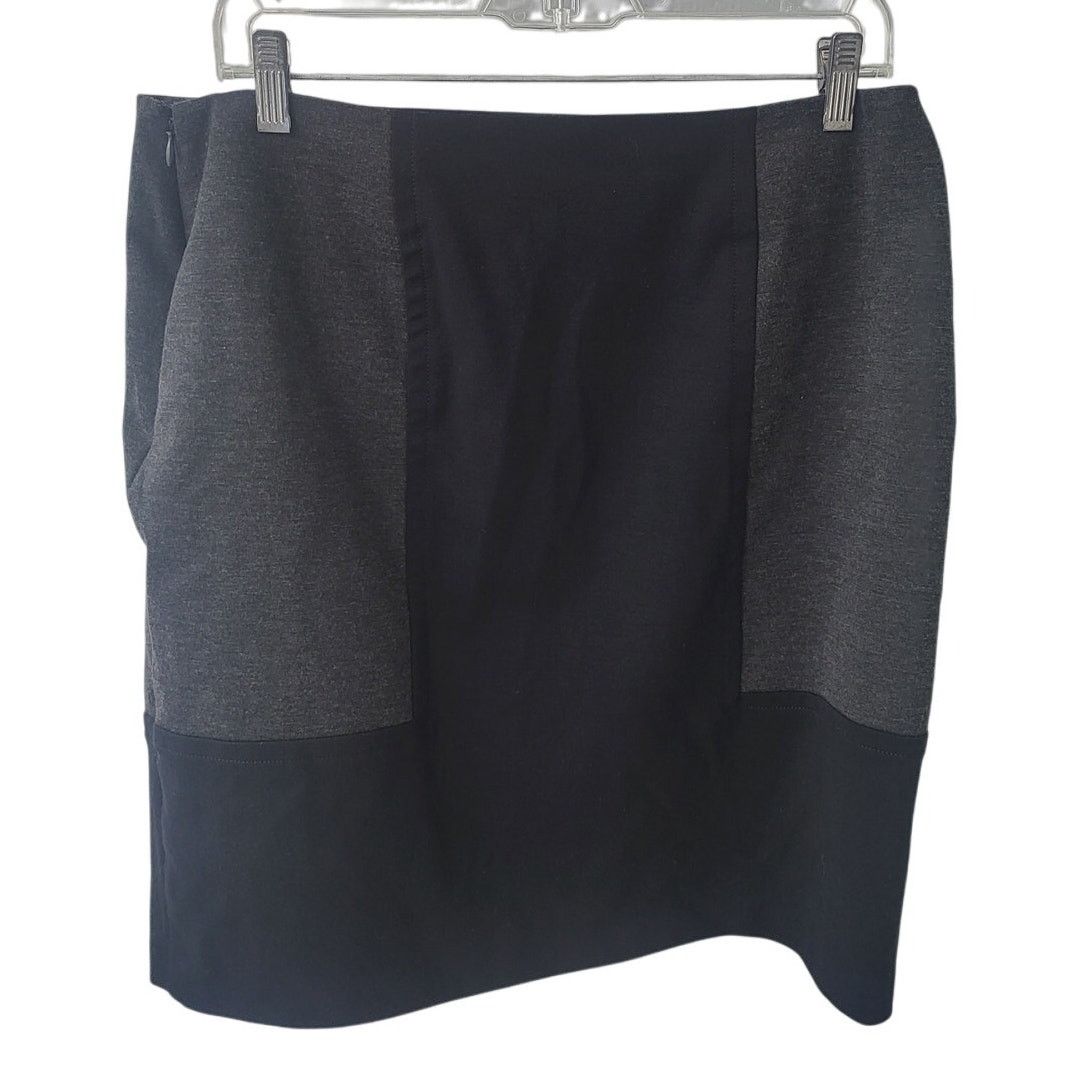 Worthington Worthington Modern Knit Gray & Black Pencil Skirt - Size 16 Size 38" / US 16 / IT 52 - 1 Thumbnail