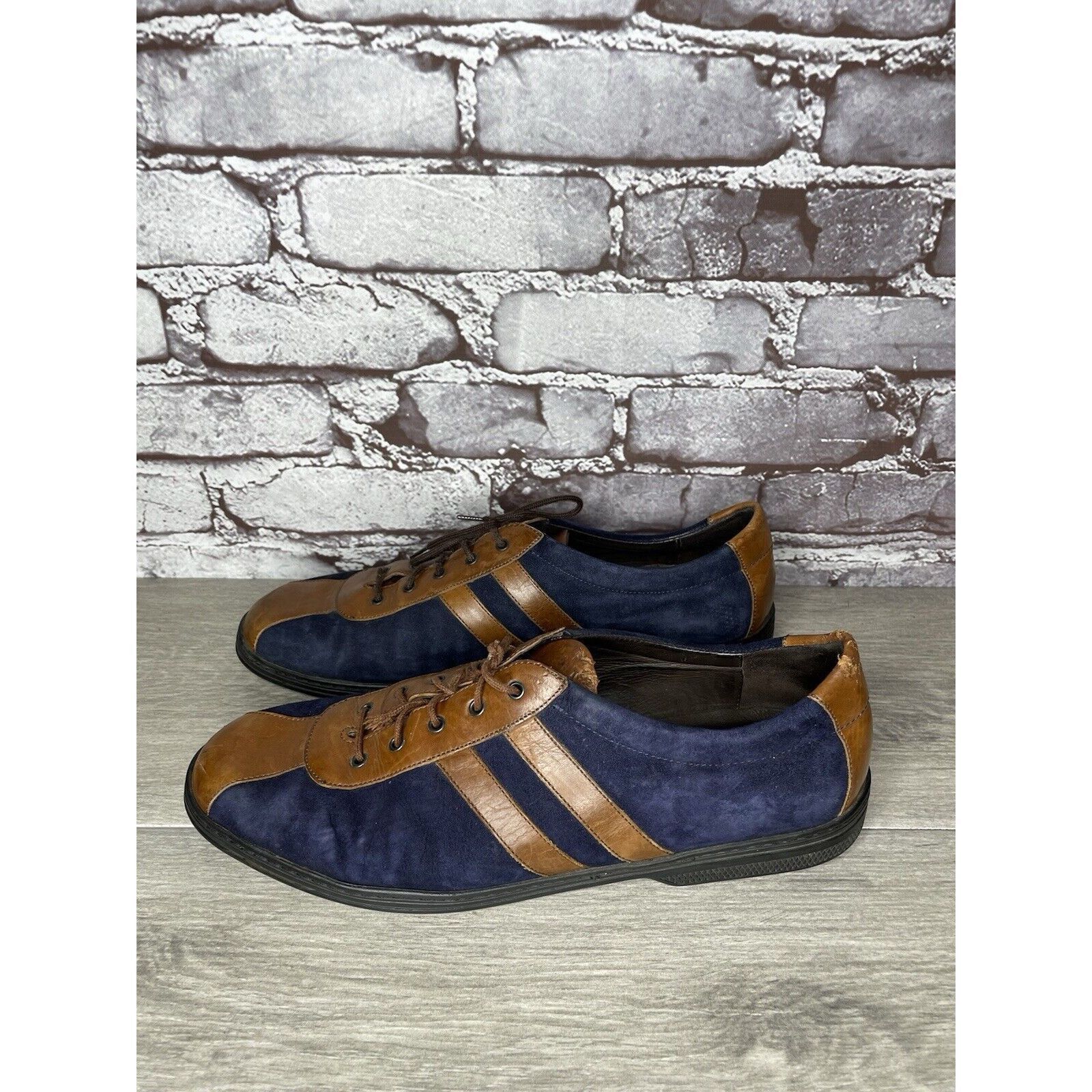 Cole Haan Bragano Blue Suede Brown Leather Bicycle Casual Lace Shoes M Size US 9.5 / EU 42-43 - 23 Thumbnail