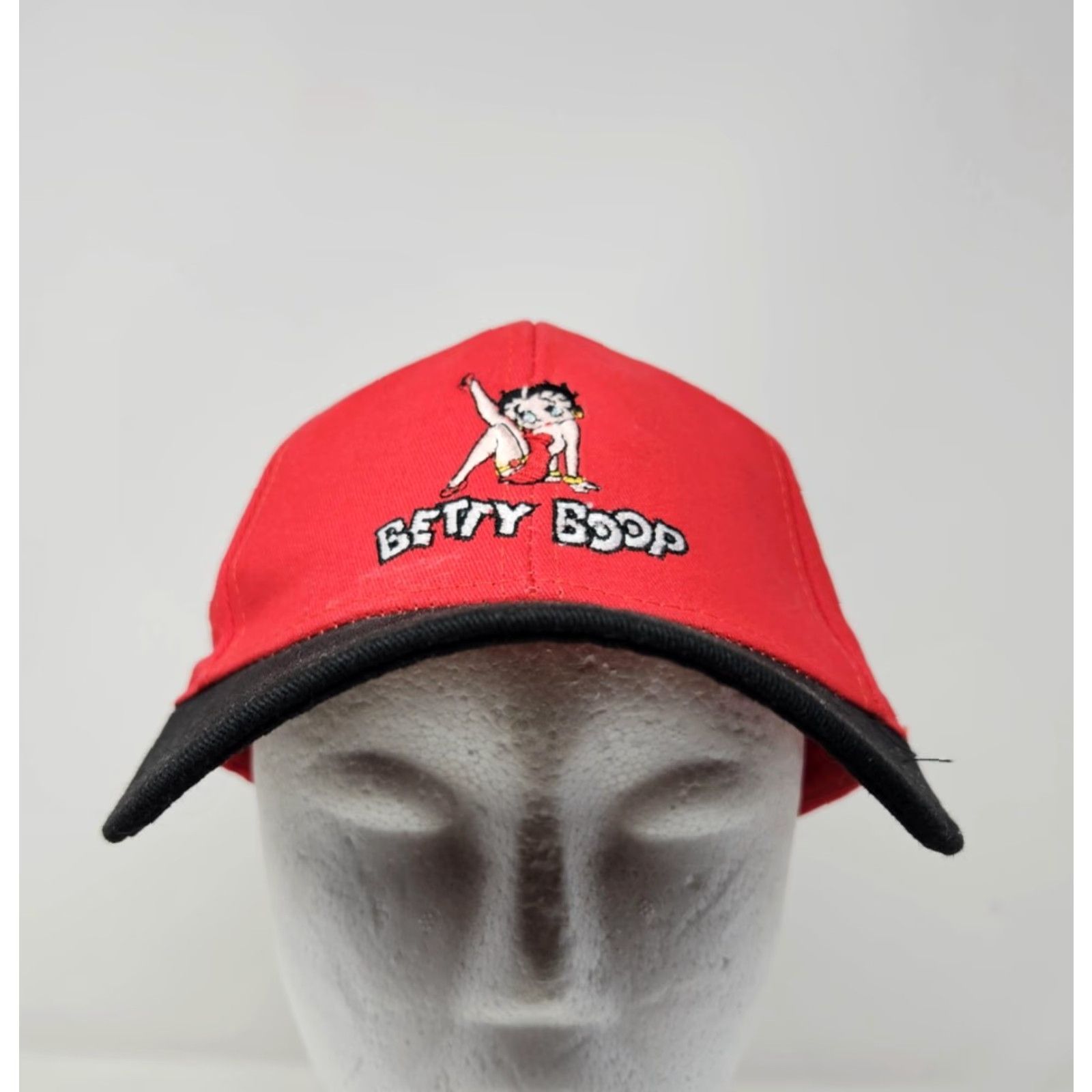 Vintage Betty Boop Hat Cap Strap Back Red Black Embroidered Baseball Cartoon Mens Size ONE SIZE - 2 Thumbnail